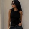 Ribbed Crew Neck Tank Top – Black