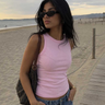 Ribbed Crew Neck Tank Top – Pink