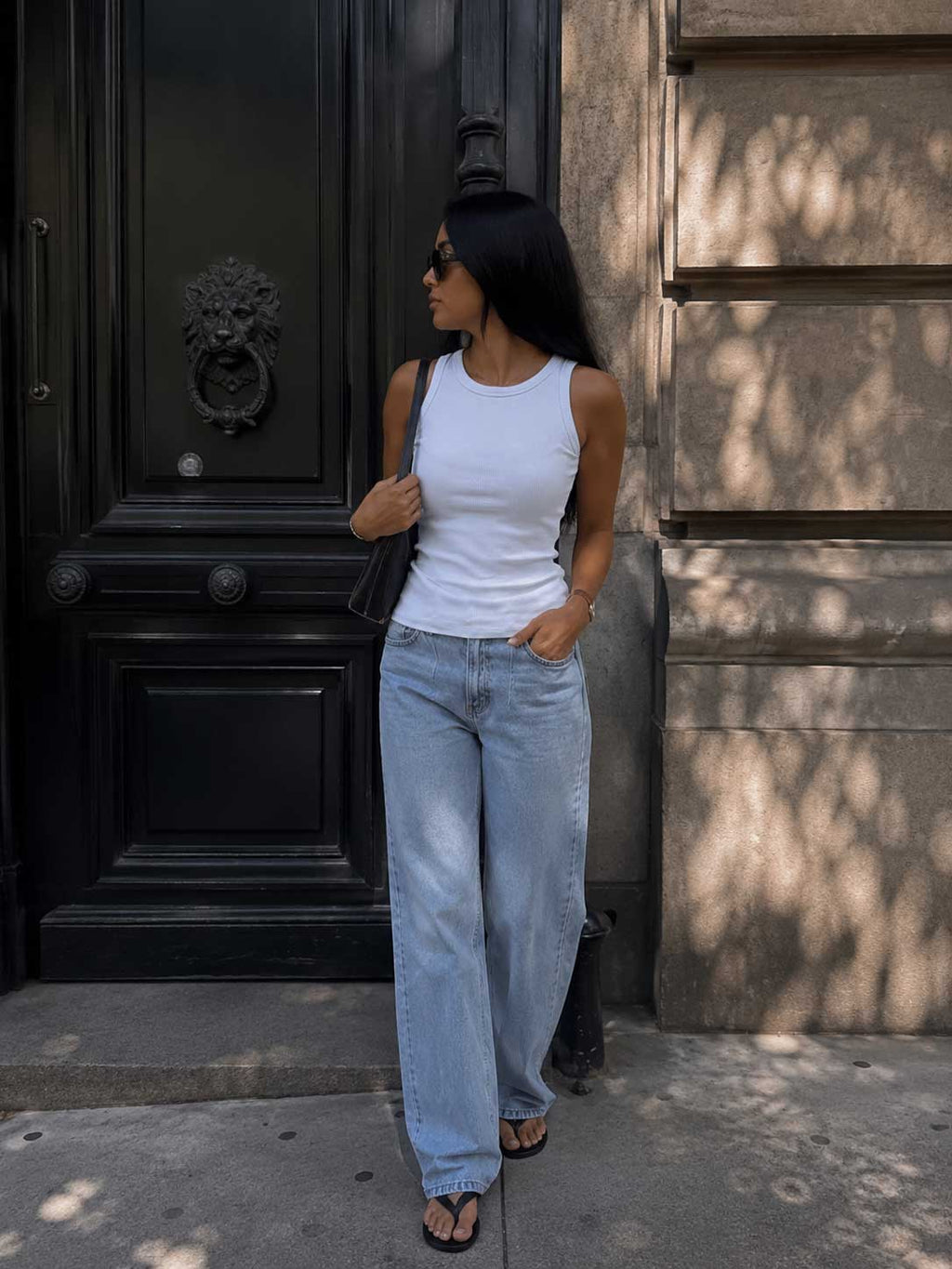 Ribbed Crew Neck Tank Top – White Basic shirt CIZARO - Cizaro Jeans