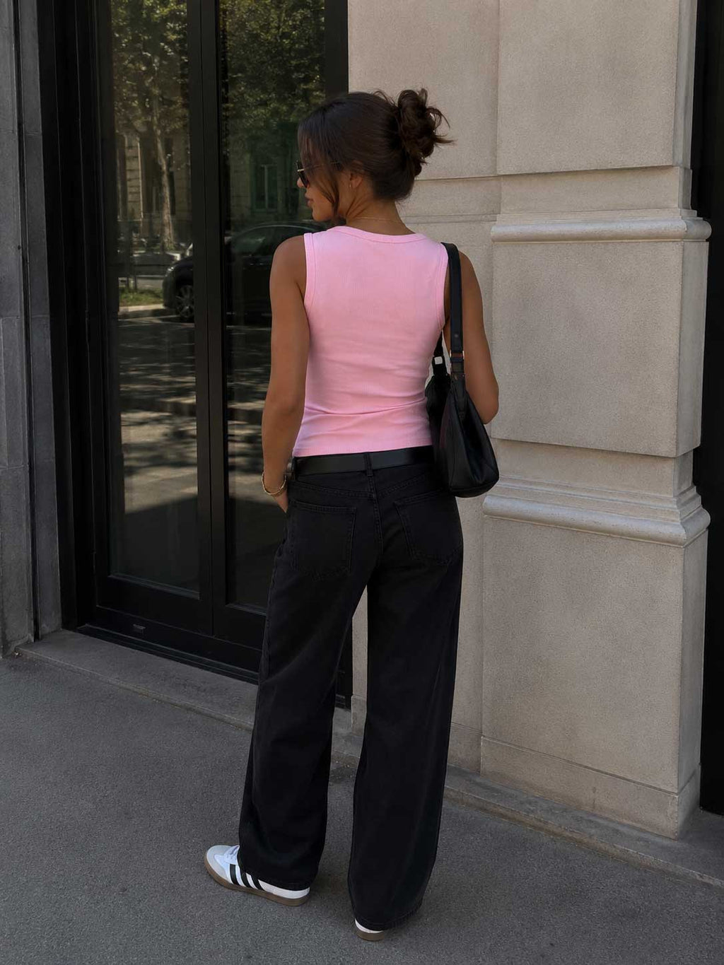 Ribbed U-Neck Tank Top – Pink