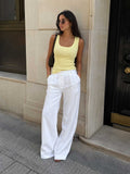 Ribbed U-Neck Tank Top – Butter Yellow