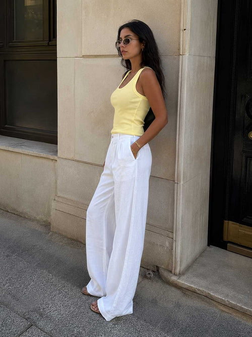 Ribbed U-Neck Tank Top – Butter Yellow