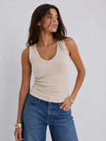 Ribbed V-neck Tank Top _ Soft Sand