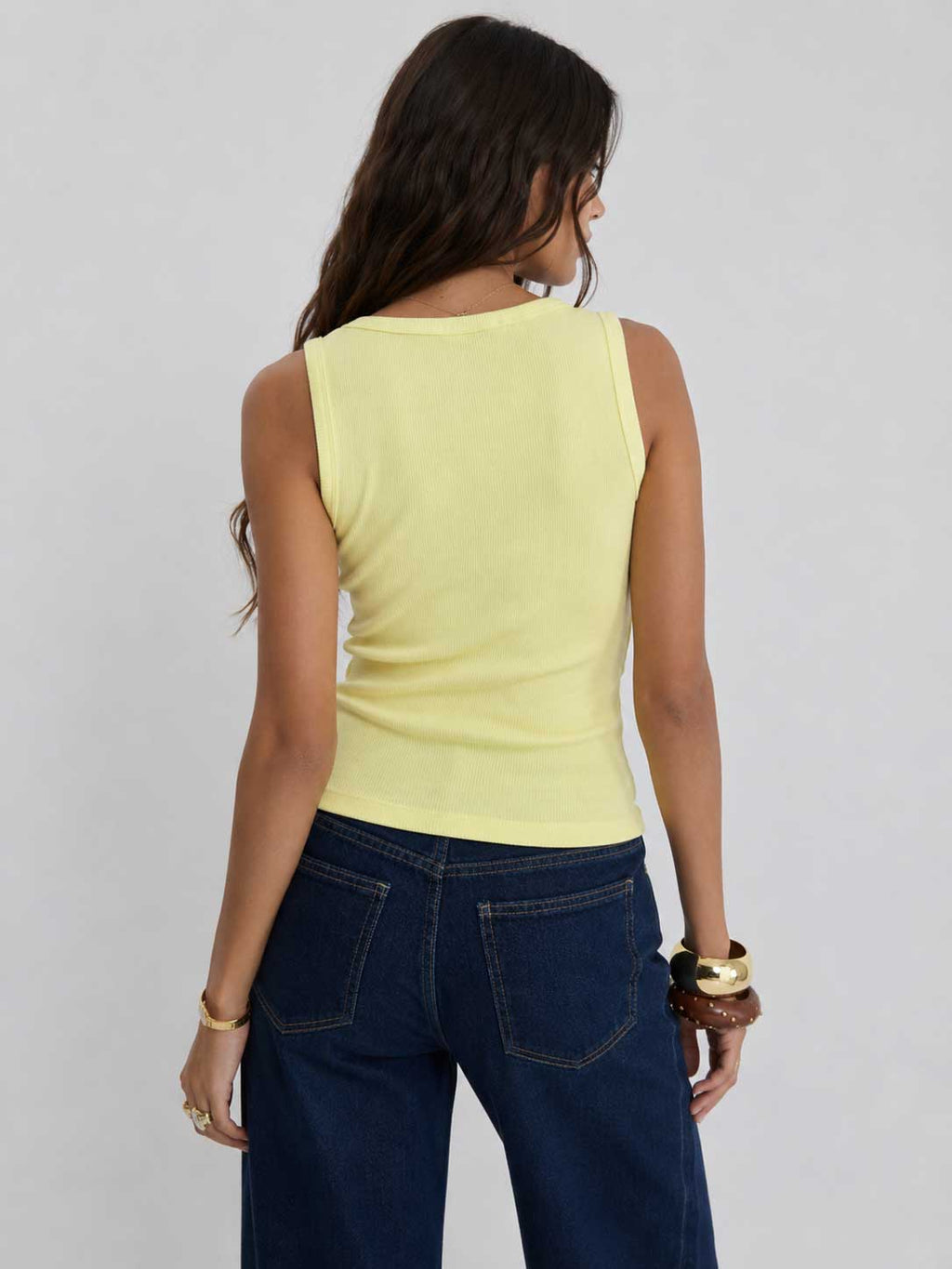 Ribbed V-neck Tank Top _ Butter yellow