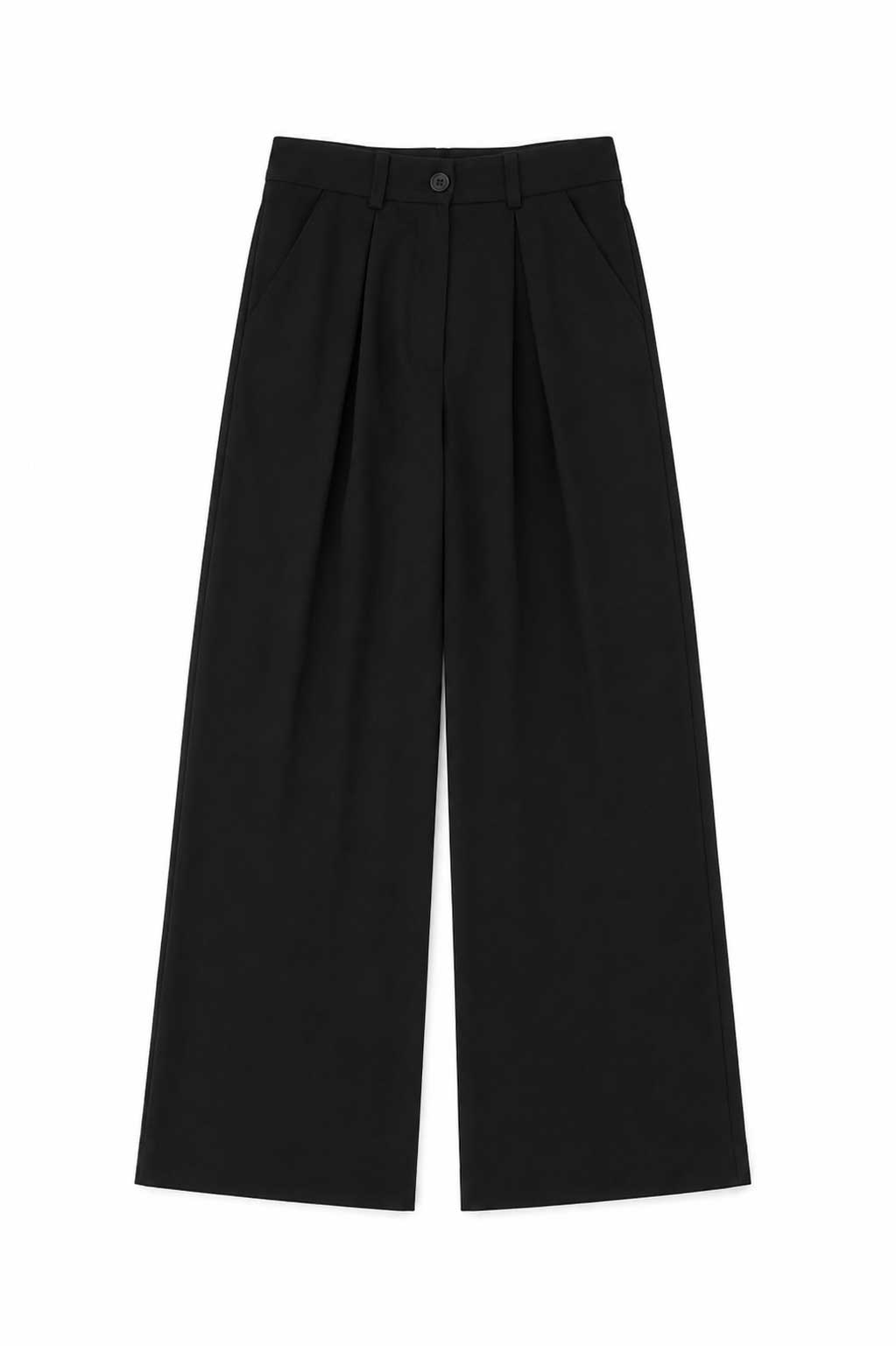 Pleated Wide-Leg Trousers – Black Lace pants CIZARO - Cizaro Jeans