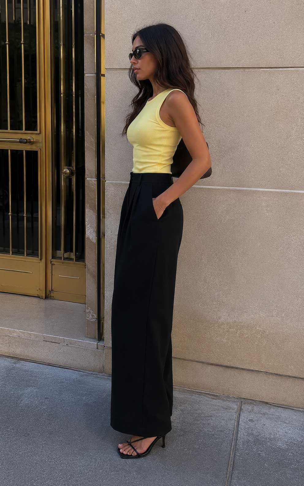 Pleated Wide-Leg Trousers – Black Lace pants CIZARO - Cizaro Jeans