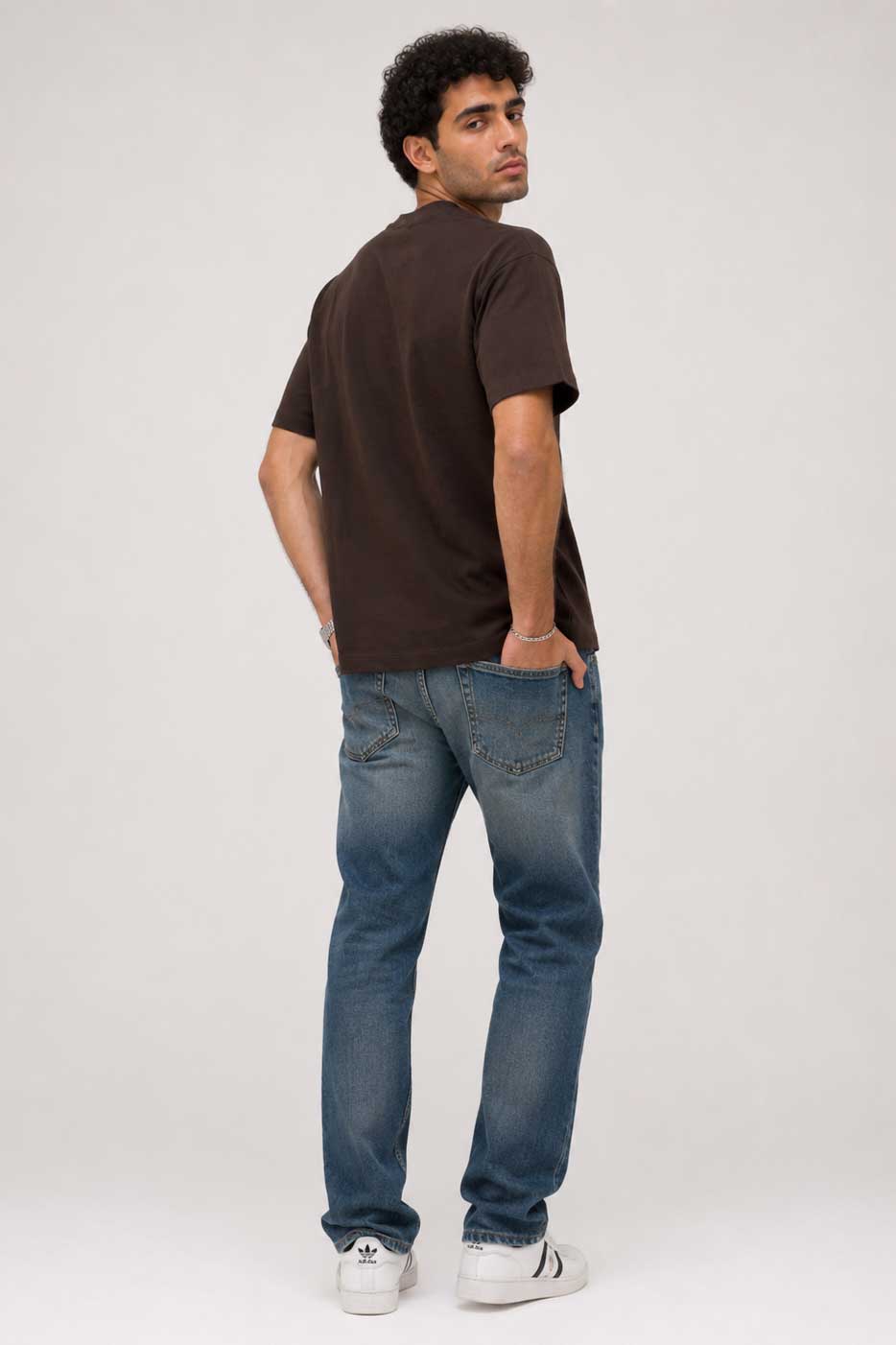Oversized T-Shirt with Side Slits | Brown T-shirt CIZARO - Cizaro Jeans