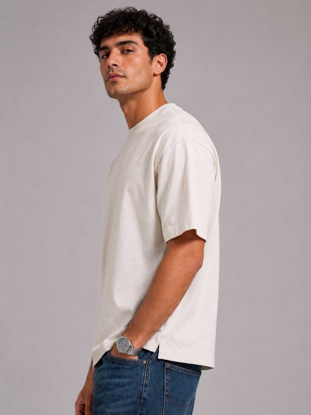 Relaxed Fit T-Shirt – Soft Sand T-shirt CIZARO - Cizaro Jeans
