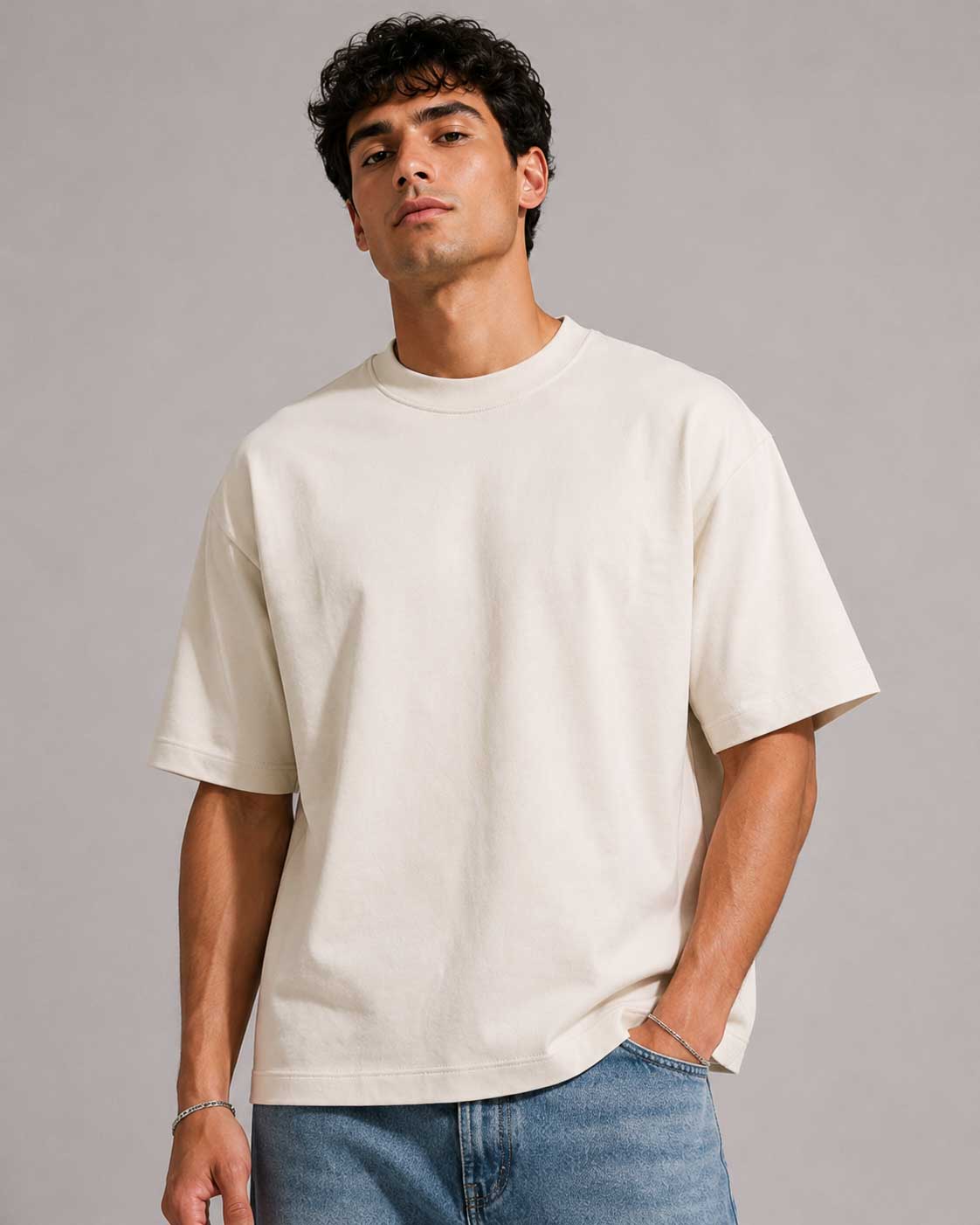 Relaxed Fit T-Shirt – Soft Sand T-shirt CIZARO - Cizaro Jeans