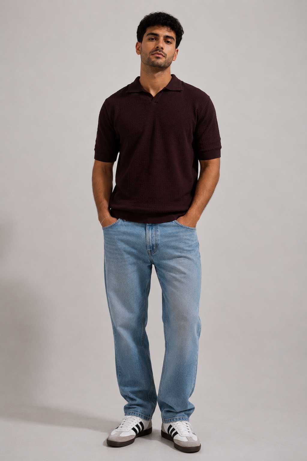 Knit Polo Shirt – Brown shirt CIZARO - Cizaro Jeans