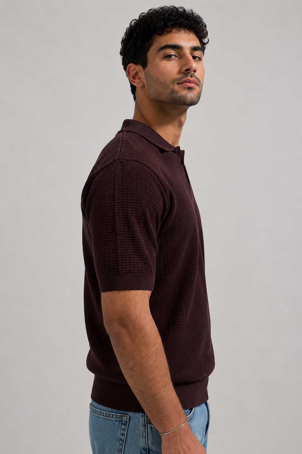 Knit Polo Shirt – Brown shirt CIZARO - Cizaro Jeans