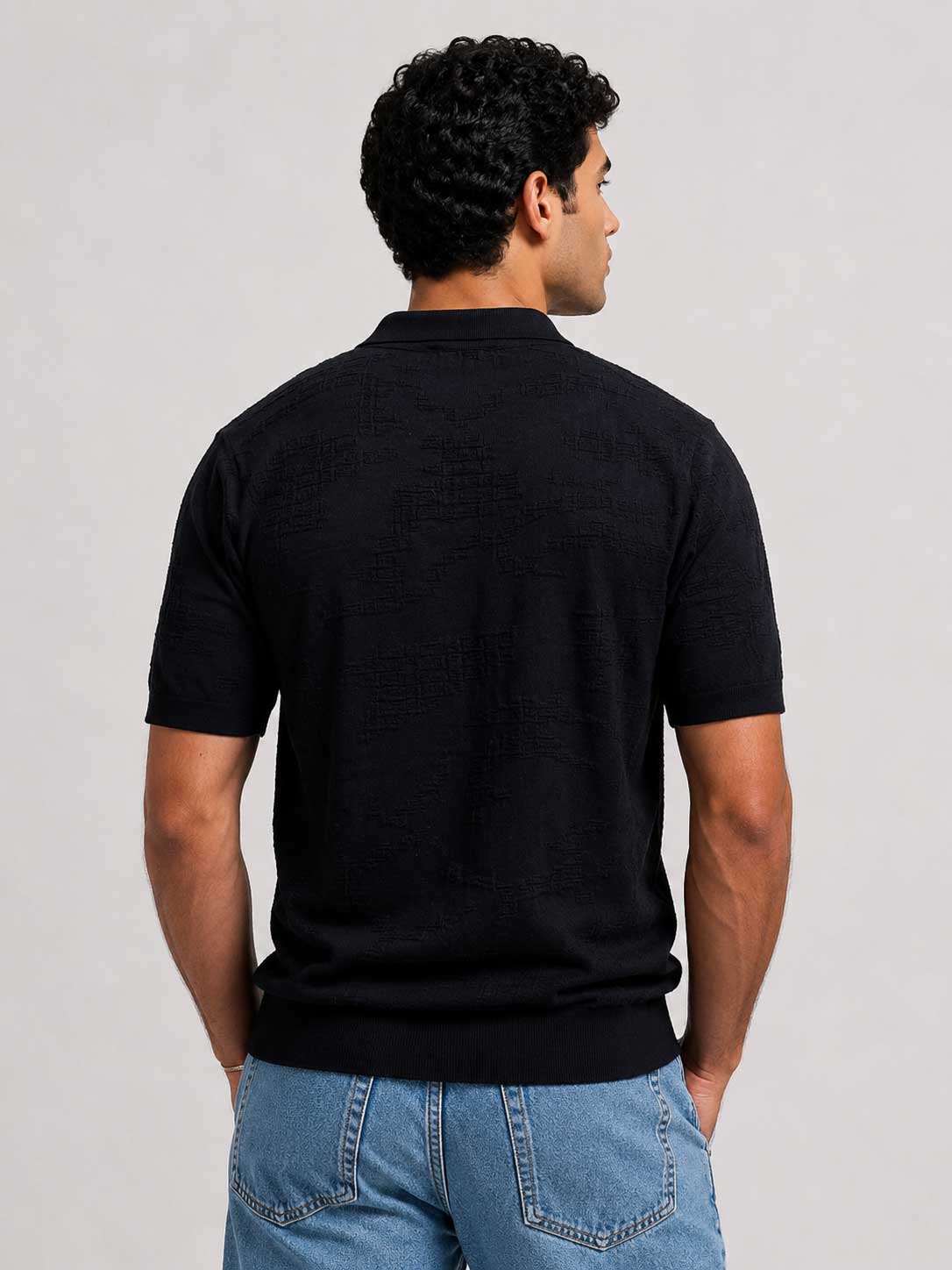 TEXTURED POLO SHIRT – Black