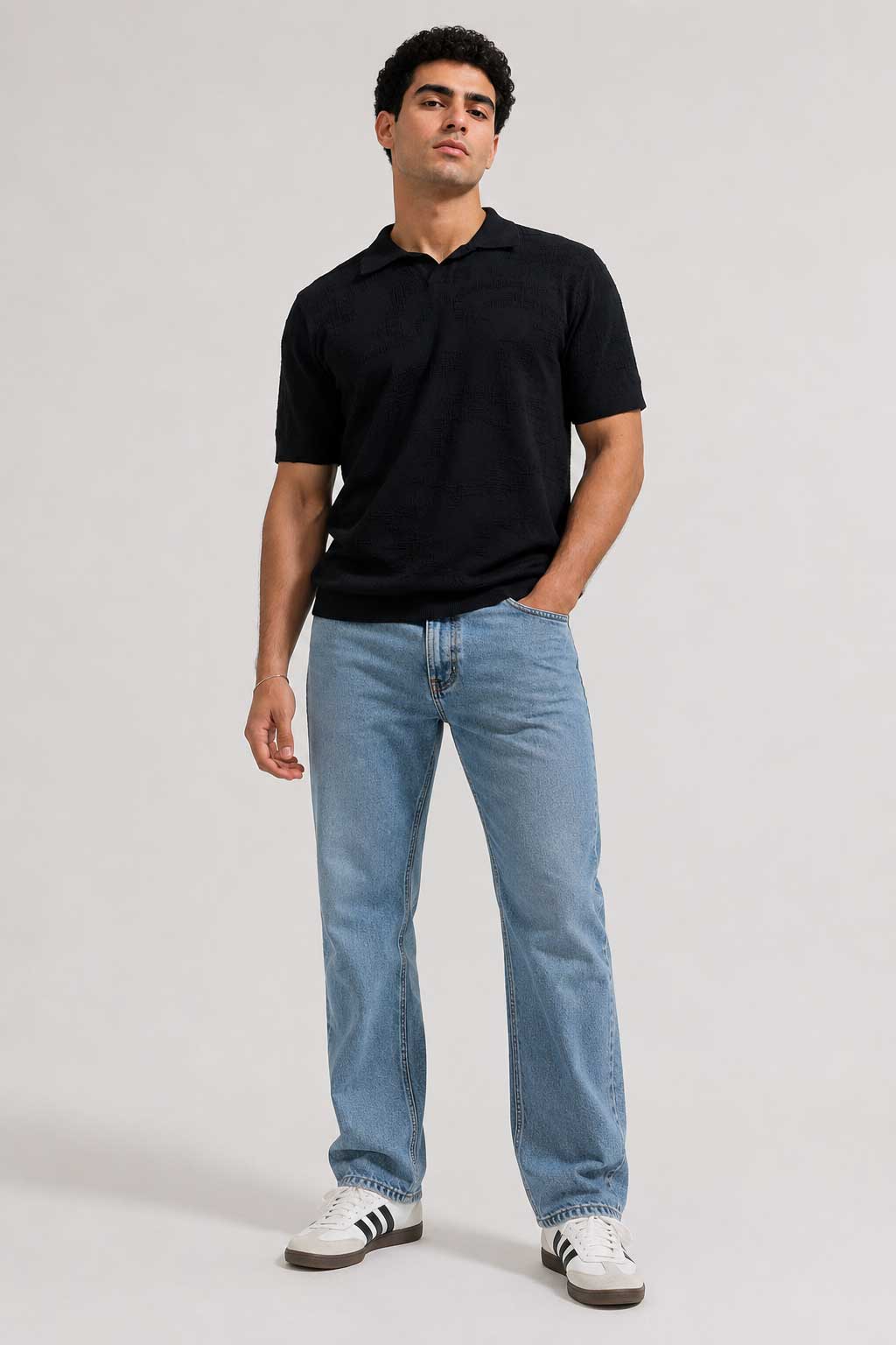 TEXTURED POLO SHIRT – Black