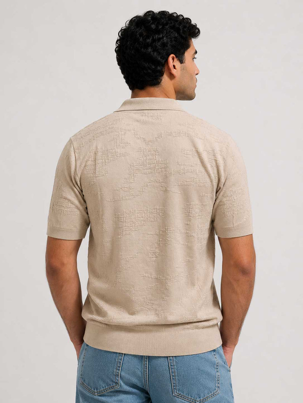 Textured Polo Shirt – Soft Sand Shirt CIZARO - Cizaro Jeans