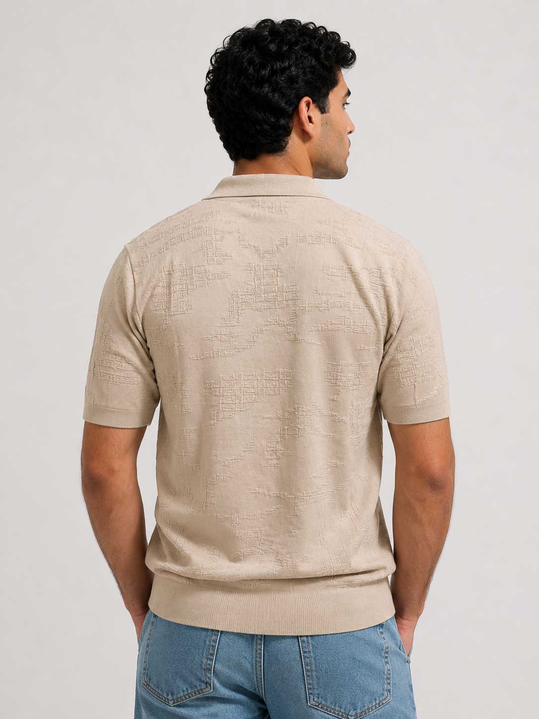 Textured Polo Shirt – Soft Sand Shirt CIZARO - Cizaro Jeans