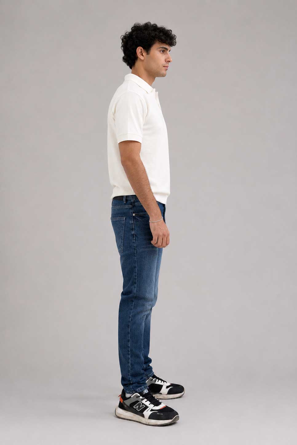 Tapered Fit Mid Blue Jeans
