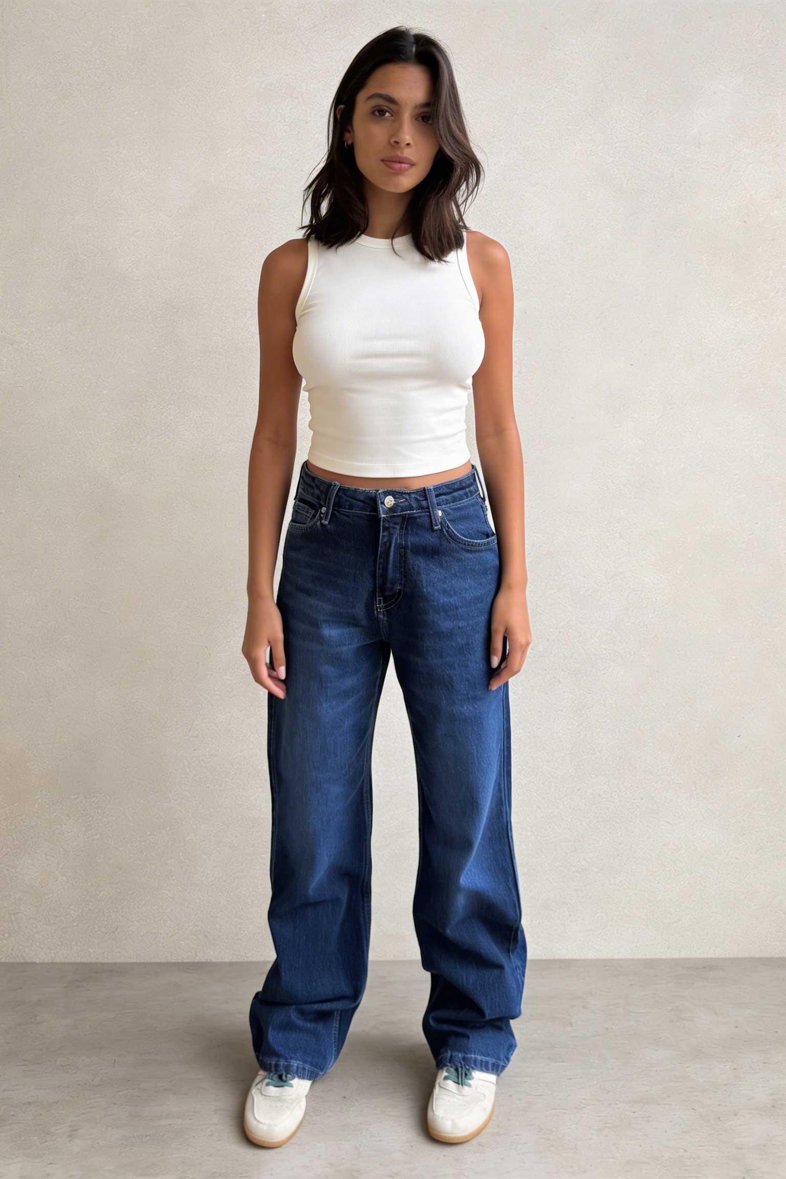Straight – High-Waist Deep Ocean Blue Jeans