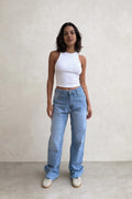 Ultra Comfort Straight - High Waist Bright Mid Blue Straight Jeans Straight - ULTRA COMFORT CIZARO - Cizaro Jeans