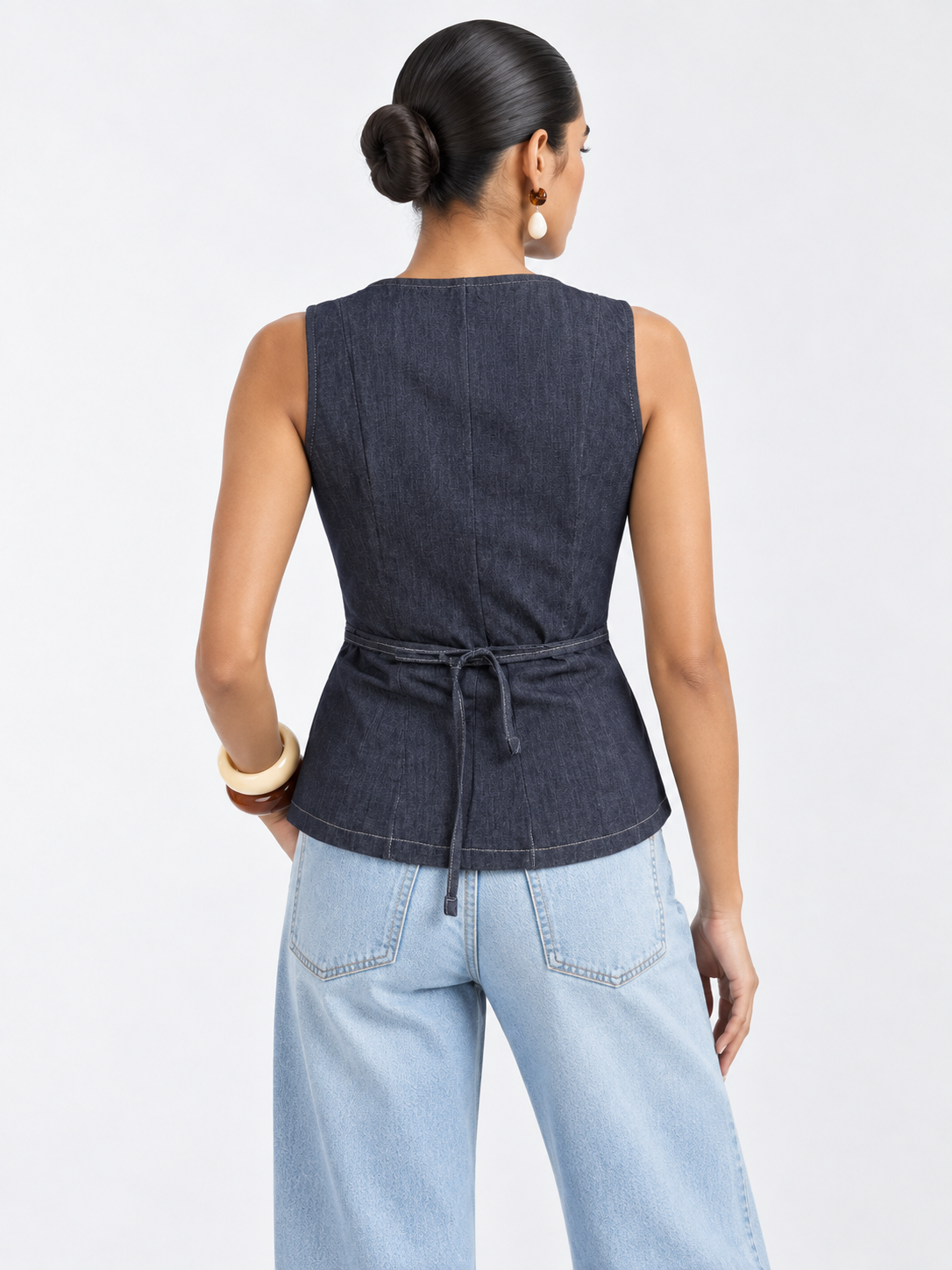 Denim Waistcoat Vest CIZARO - Cizaro Jeans