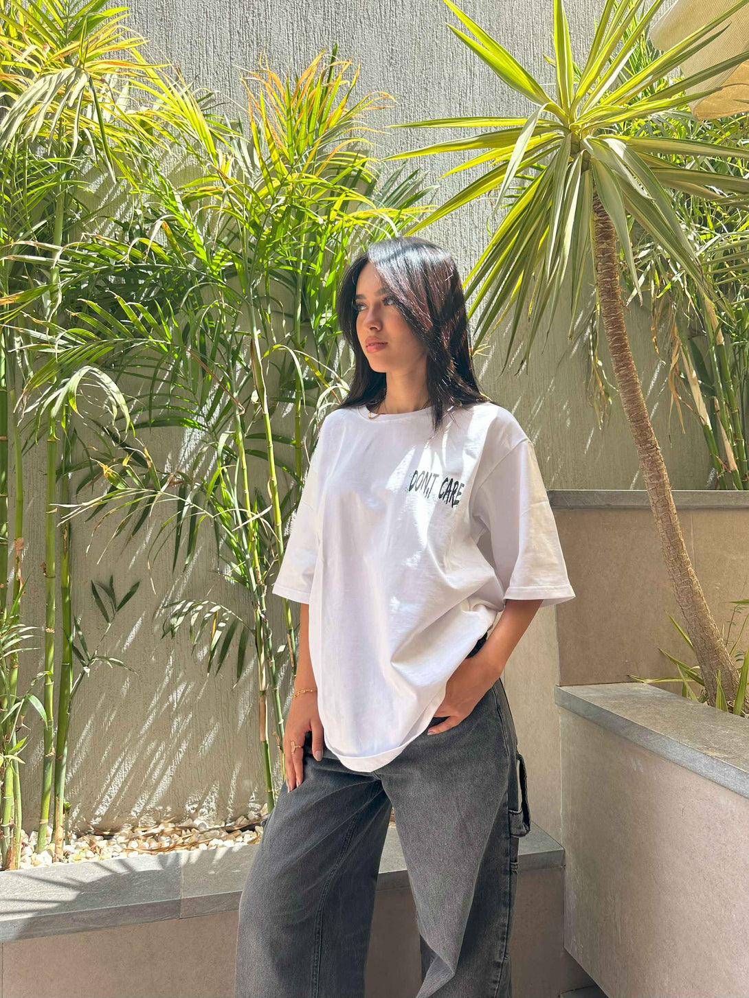 T-Shirt - White Oversized. New Line CIZARO    - Cizaro Jeans