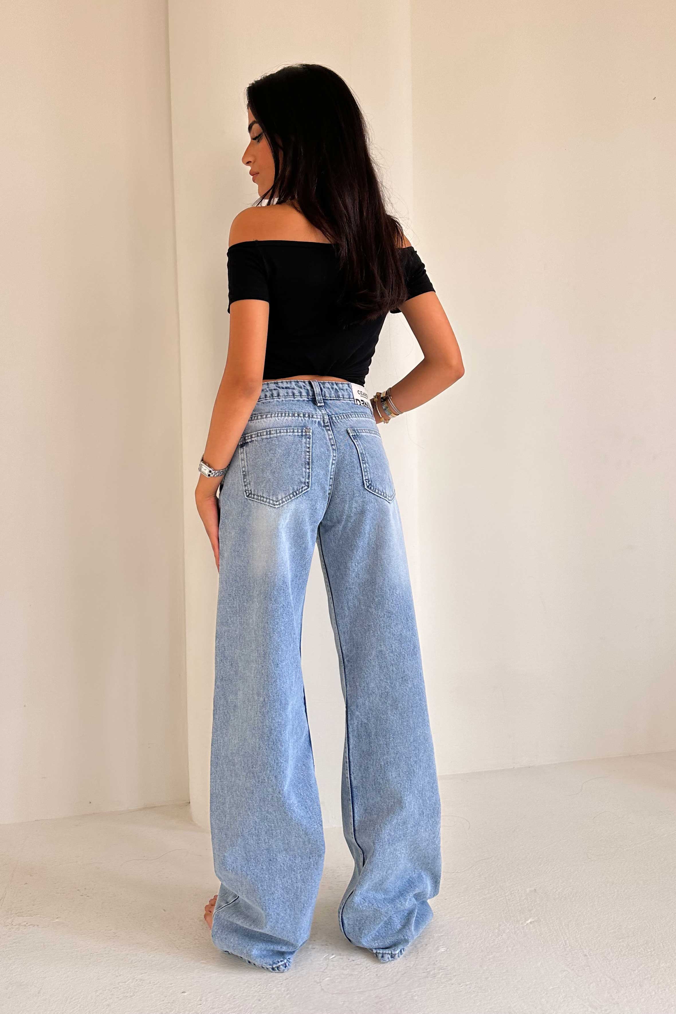 Wide Leg – Mid Rise Bright Blue Jeans