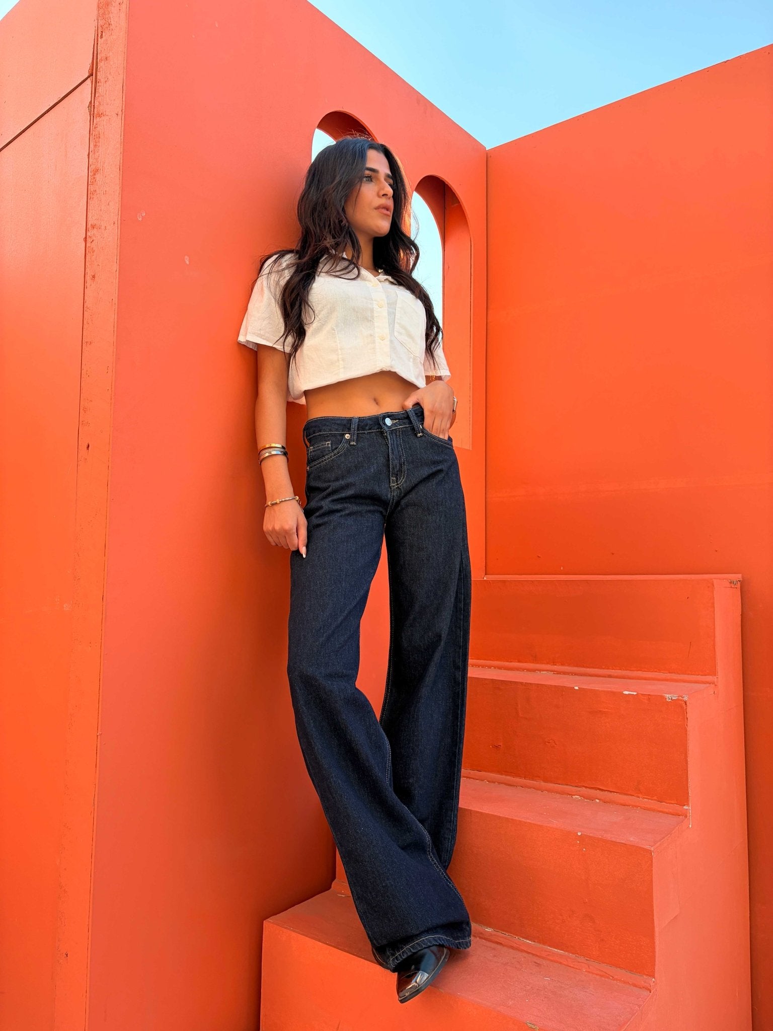 Wide Leg – Low Waist Raw Denim Jeans wide leg CIZARO - Cizaro Jeans