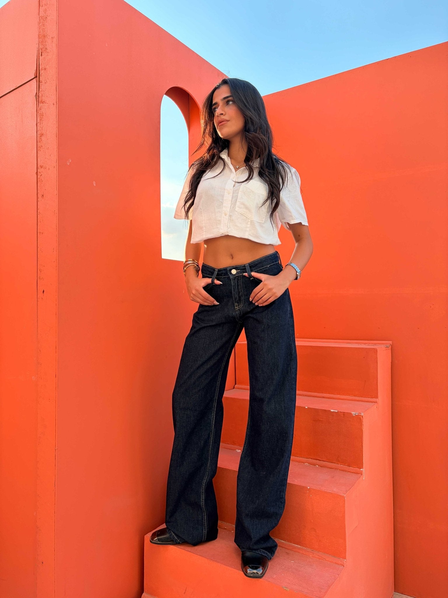 Wide Leg – Low Waist Raw Denim Jeans wide leg CIZARO - Cizaro Jeans