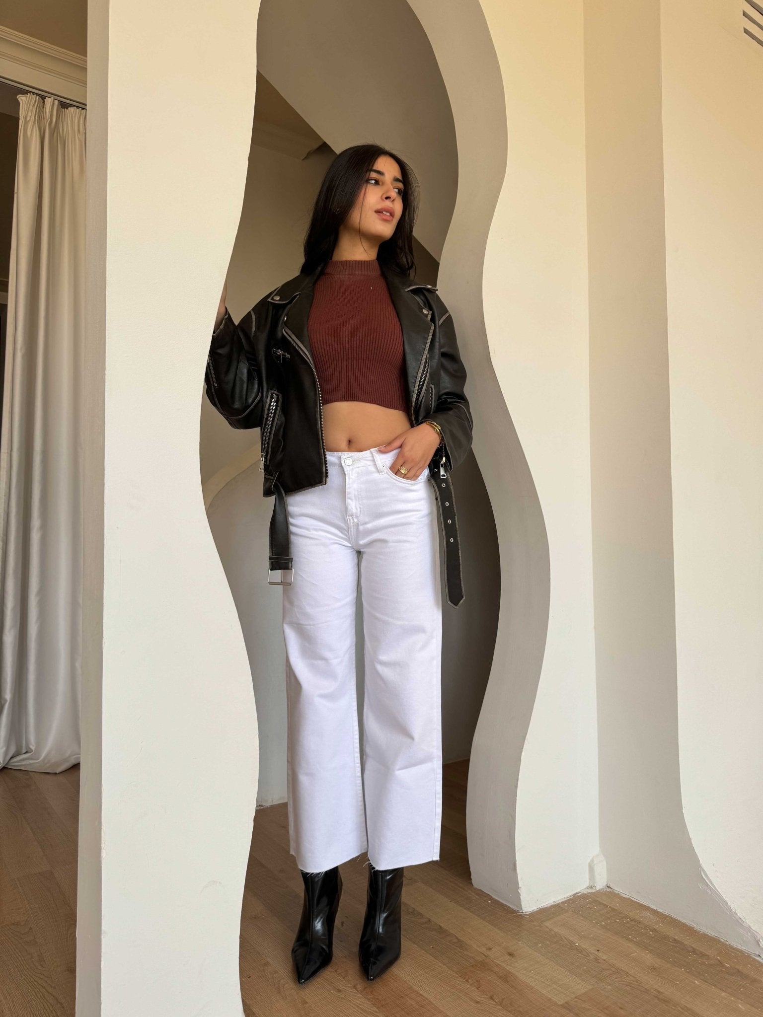 Cropped Wide Leg – Mid Rise White Jeans wide leg CIZARO - Cizaro Jeans