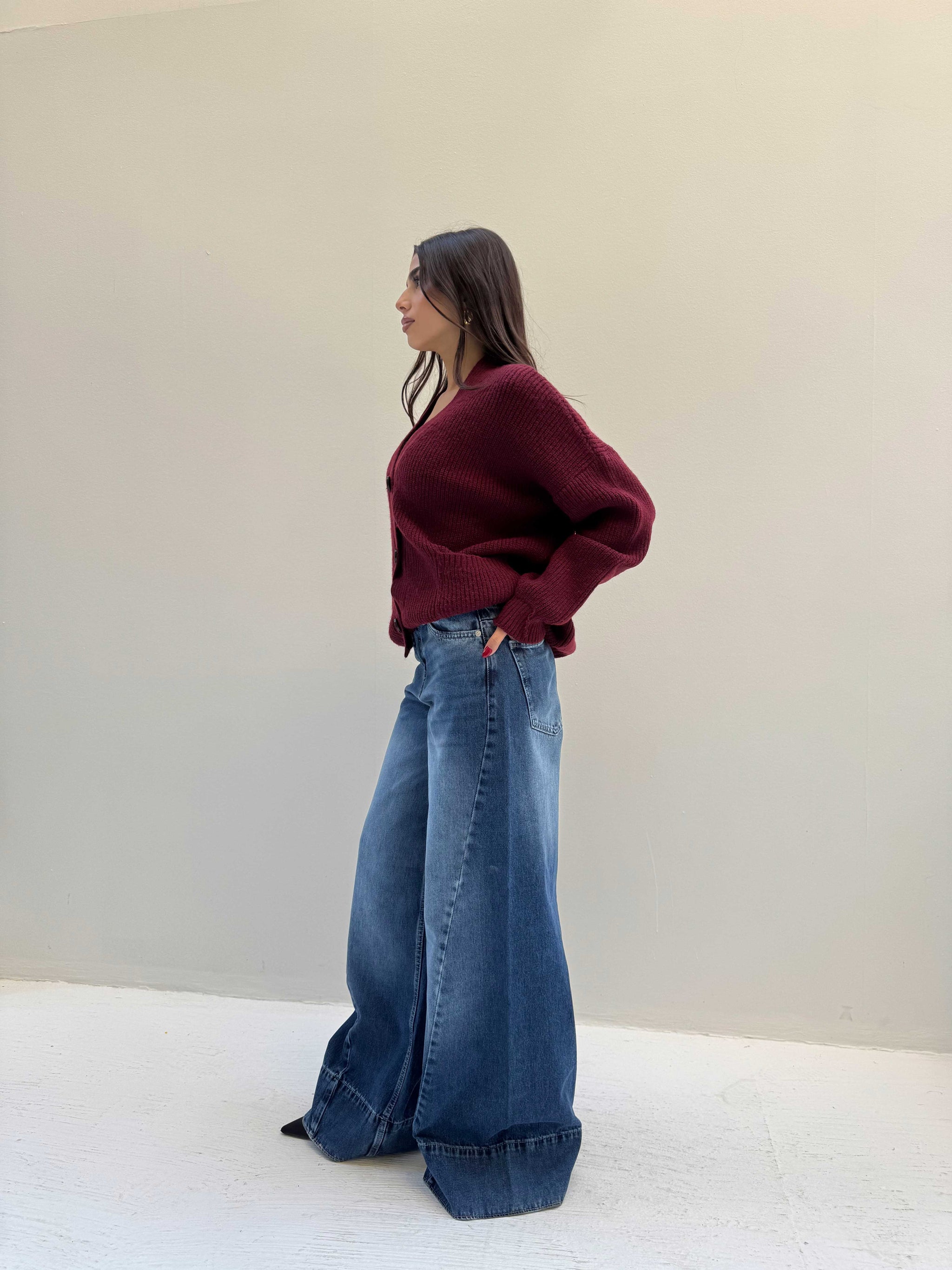 Extreme Wide Leg – Mid-Rise Ocean Blue Jeans Extreme Wide Leg CIZARO - Cizaro Jeans