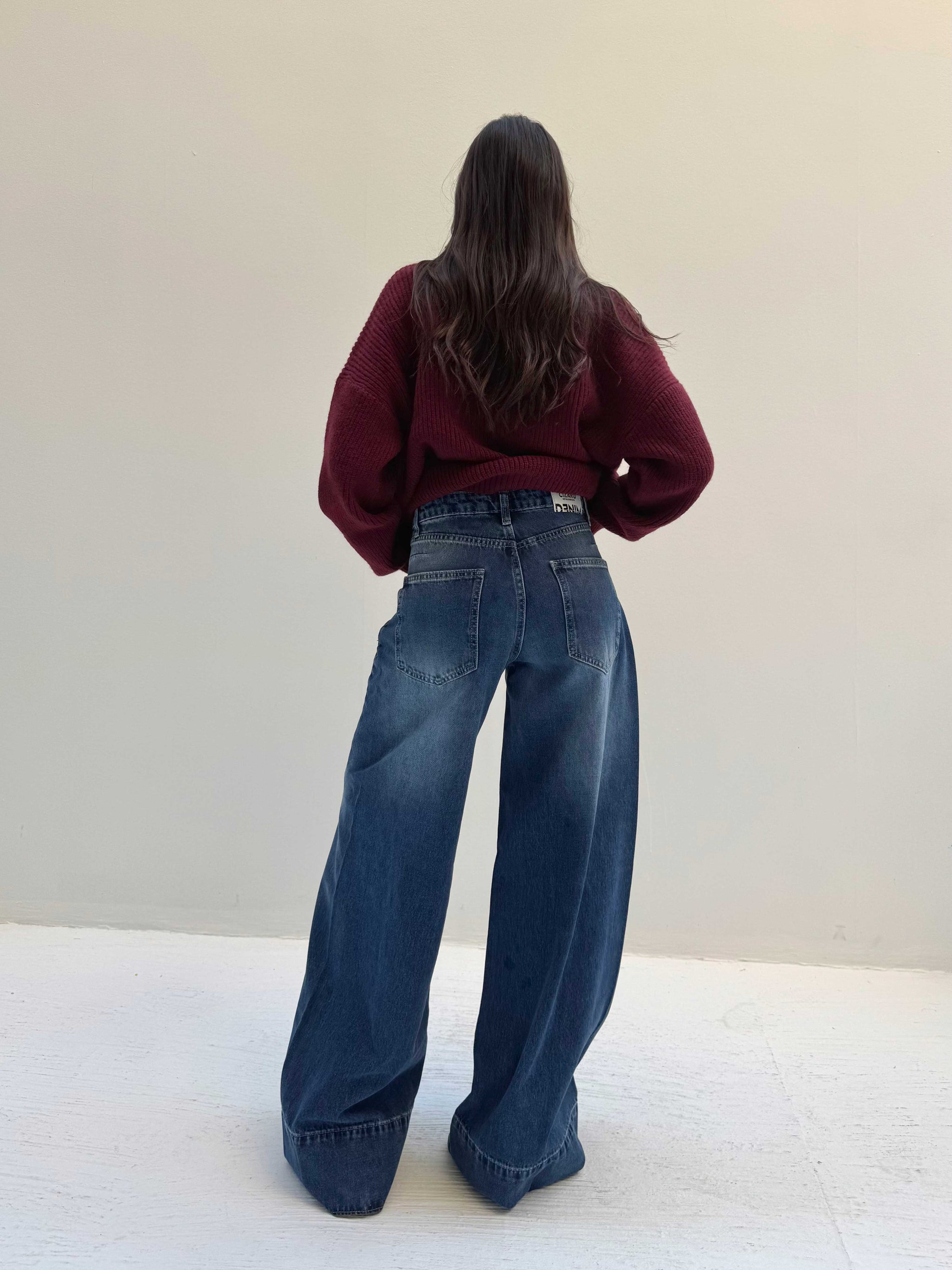 Extreme Wide Leg – Mid-Rise Ocean Blue Jeans Extreme Wide Leg CIZARO - Cizaro Jeans