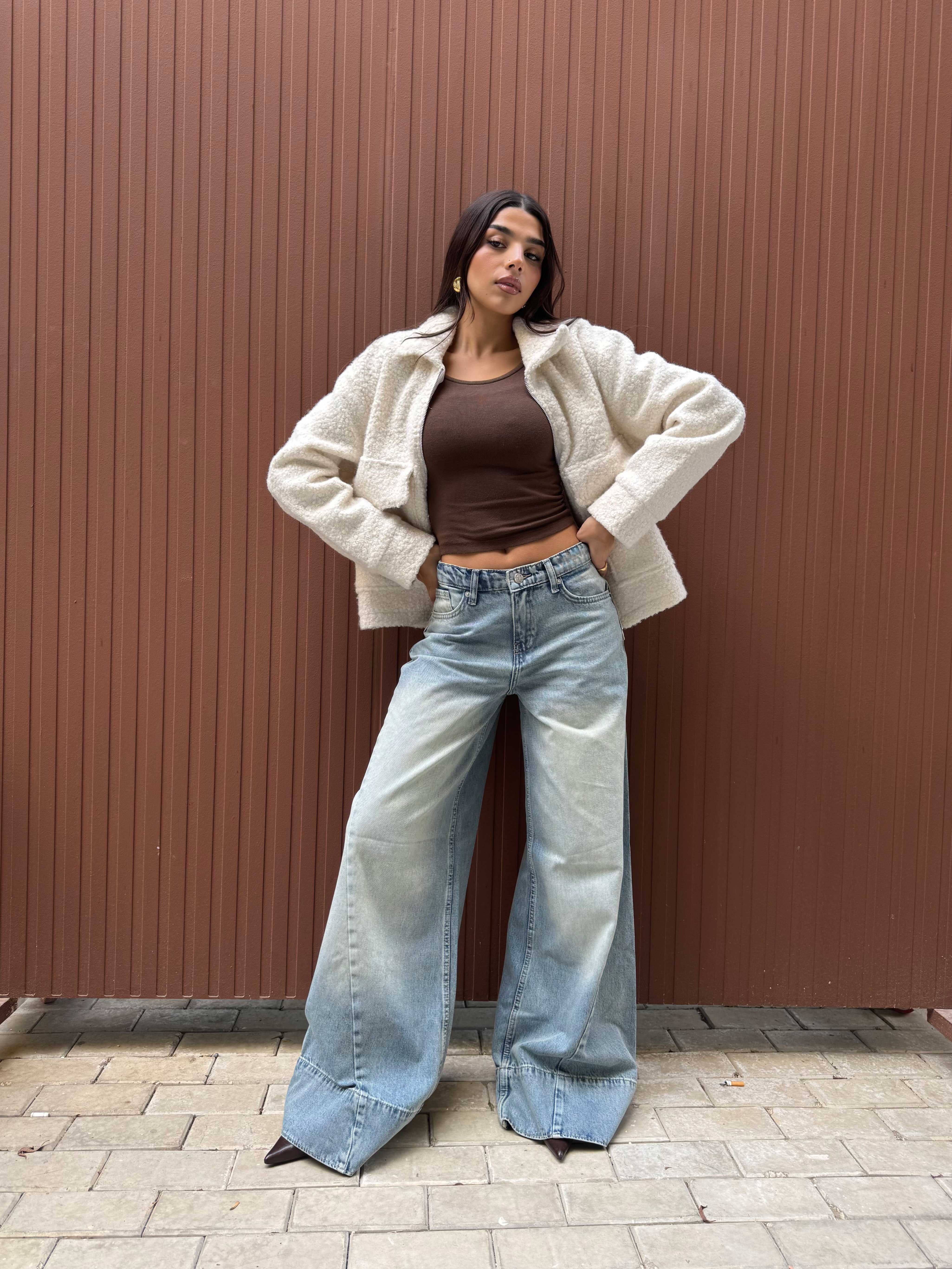 Extreme Wide Leg – Mid-Rise Light Vintage Blue Jeans Wide leg - Extreme wide leg CIZARO - Cizaro Jeans