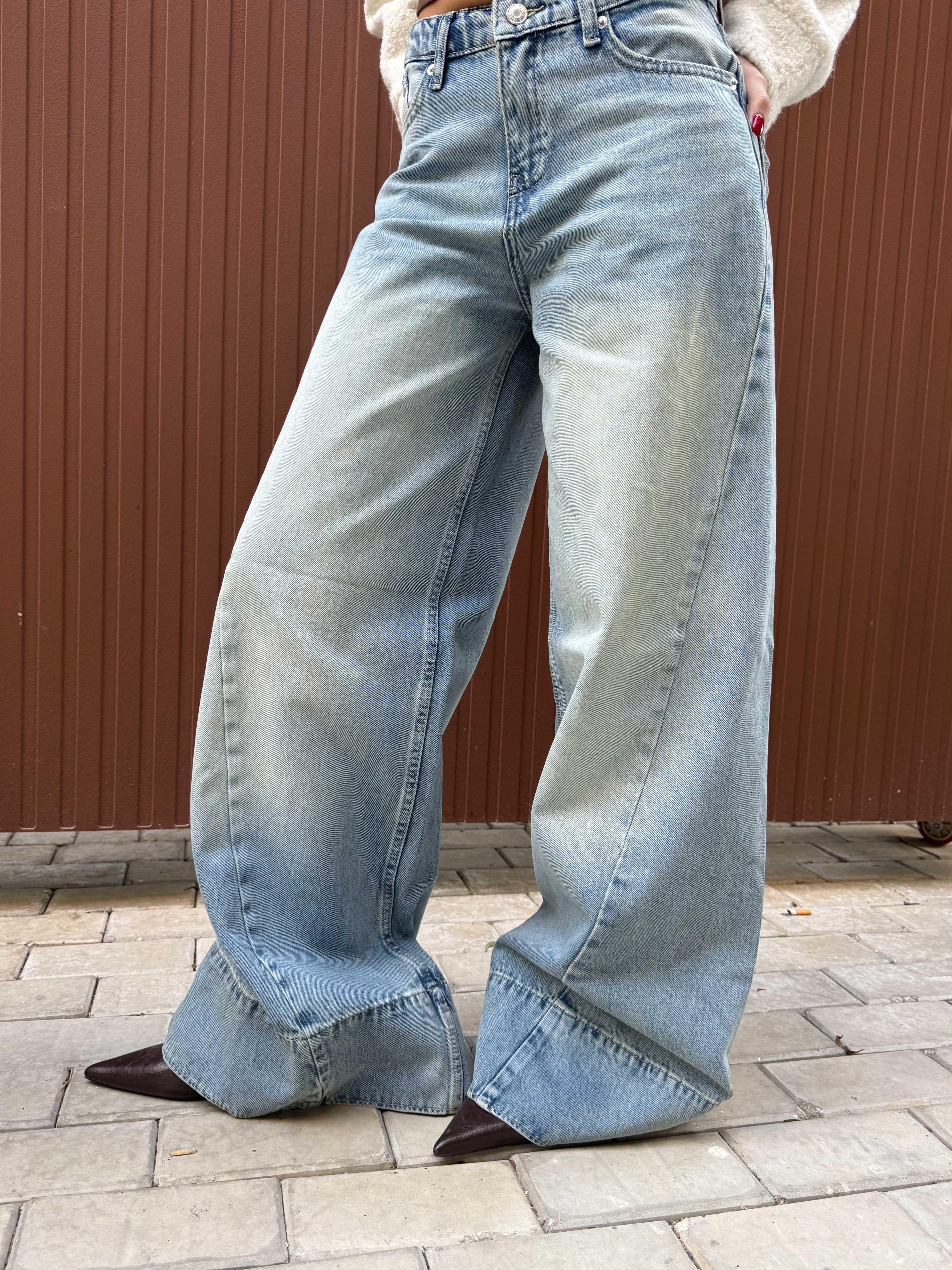 Extreme Wide Leg – Mid-Rise Light Vintage Blue Jeans Wide leg - Extreme wide leg CIZARO - Cizaro Jeans