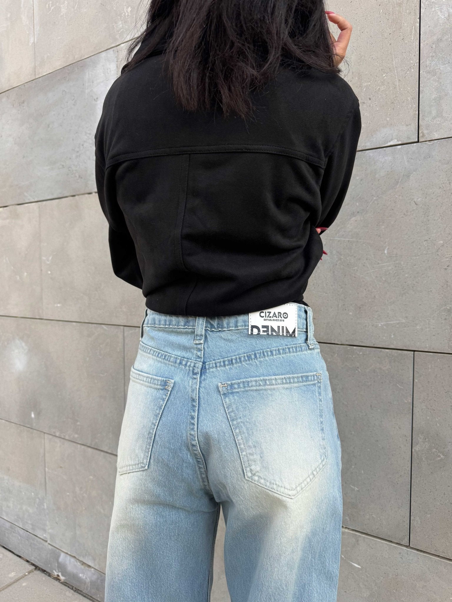 Ultra Comfort | Wide Leg – High-Waist Faded Light Vintage Blue Jeans wide leg CIZARO - Cizaro Jeans