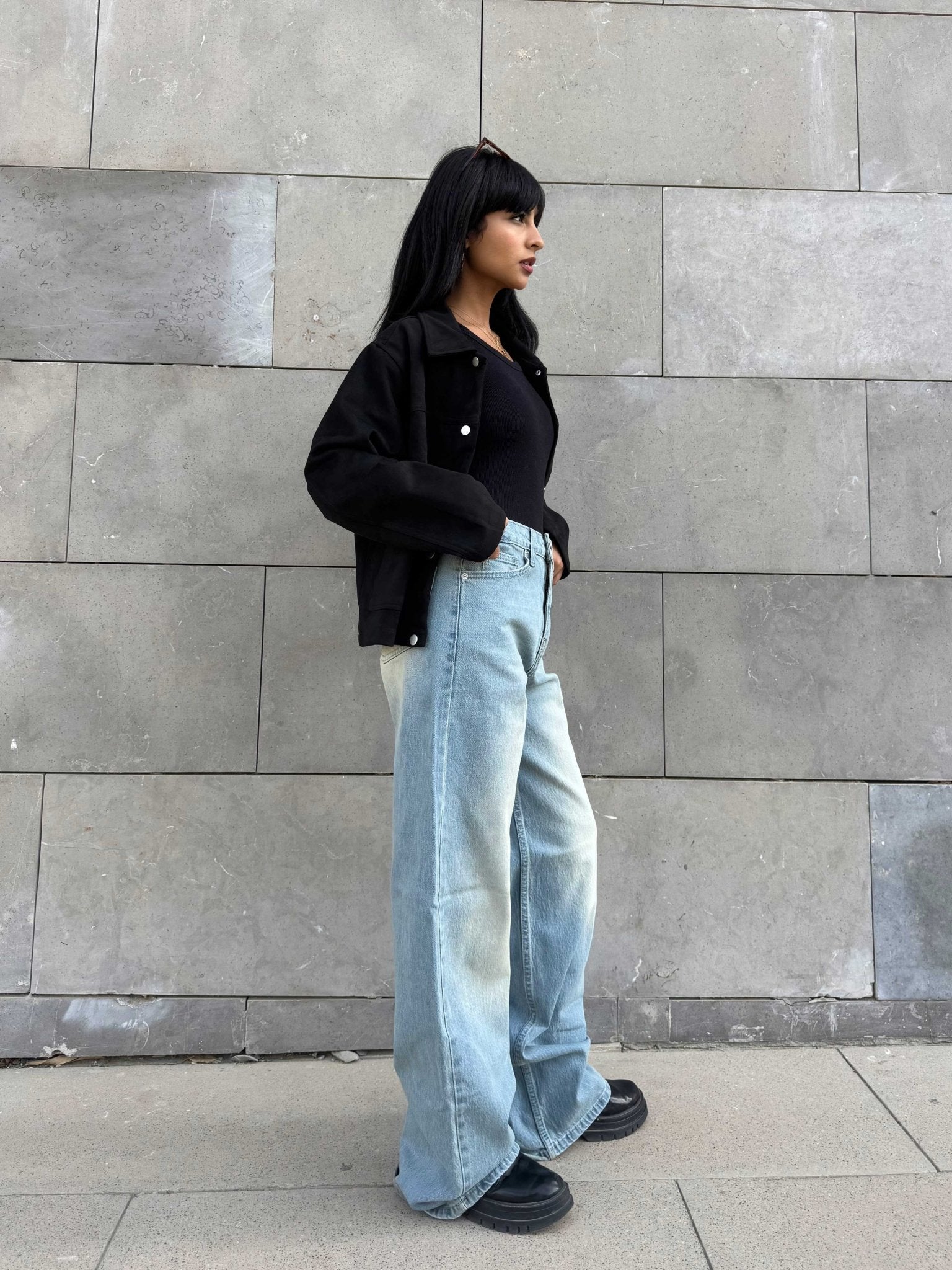 Ultra Comfort | Wide Leg – High-Waist Faded Light Vintage Blue Jeans wide leg CIZARO - Cizaro Jeans