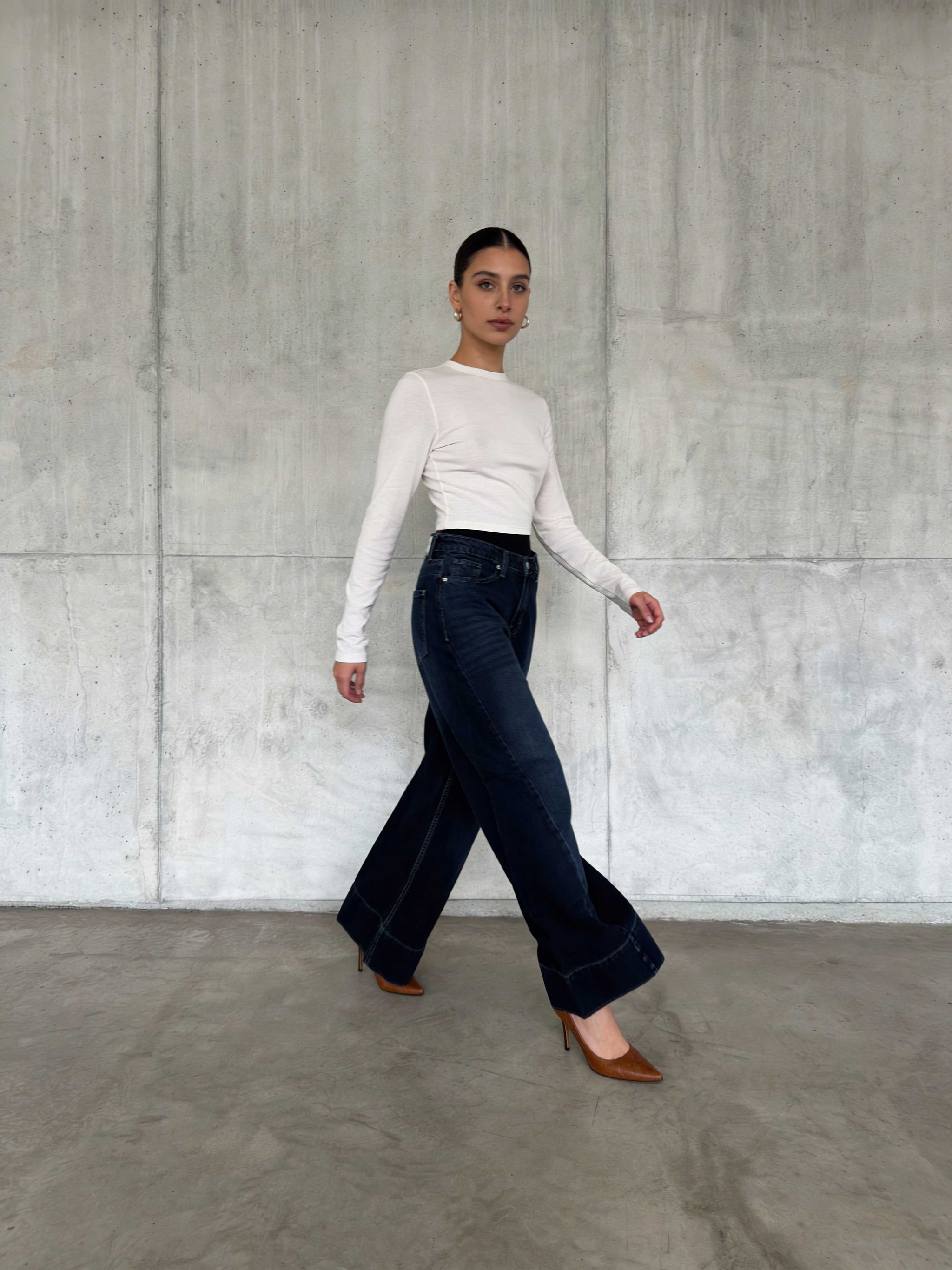 Extreme Wide-Leg – High-Waist Deep Ocean Blue Jeans Wide-Leg CIZARO - Cizaro Jeans