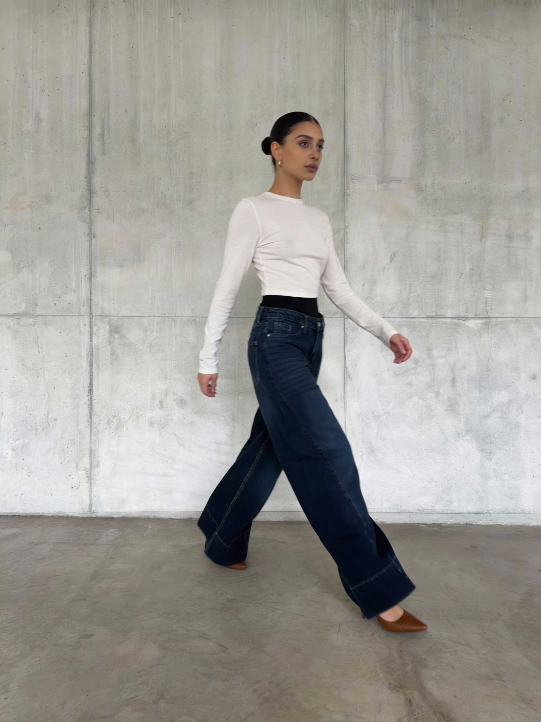 Extreme Wide-Leg – High-Waist Deep Ocean Blue Jeans Wide-Leg CIZARO - Cizaro Jeans