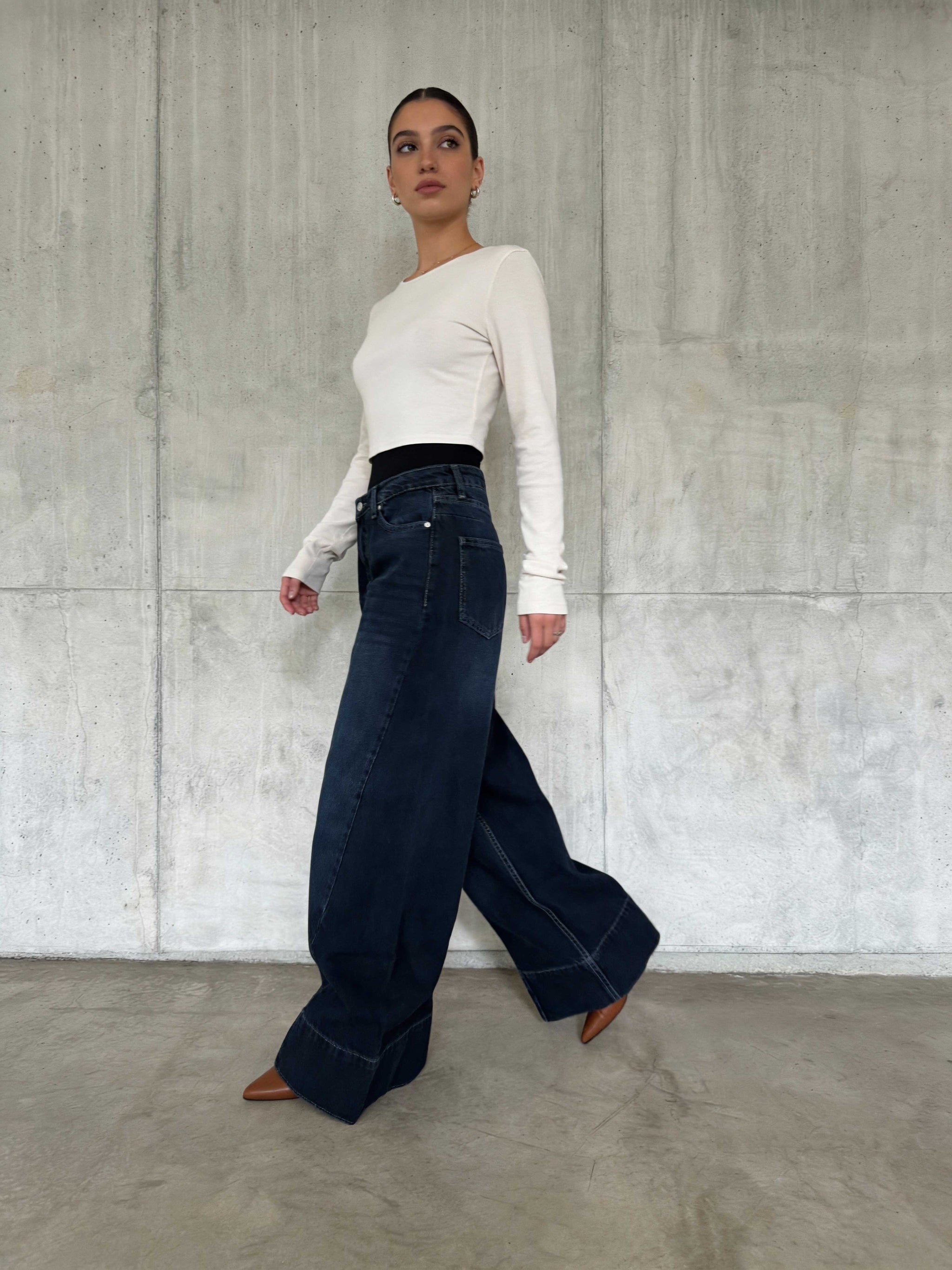 Extreme Wide-Leg – High-Waist Deep Ocean Blue Jeans Wide-Leg CIZARO - Cizaro Jeans
