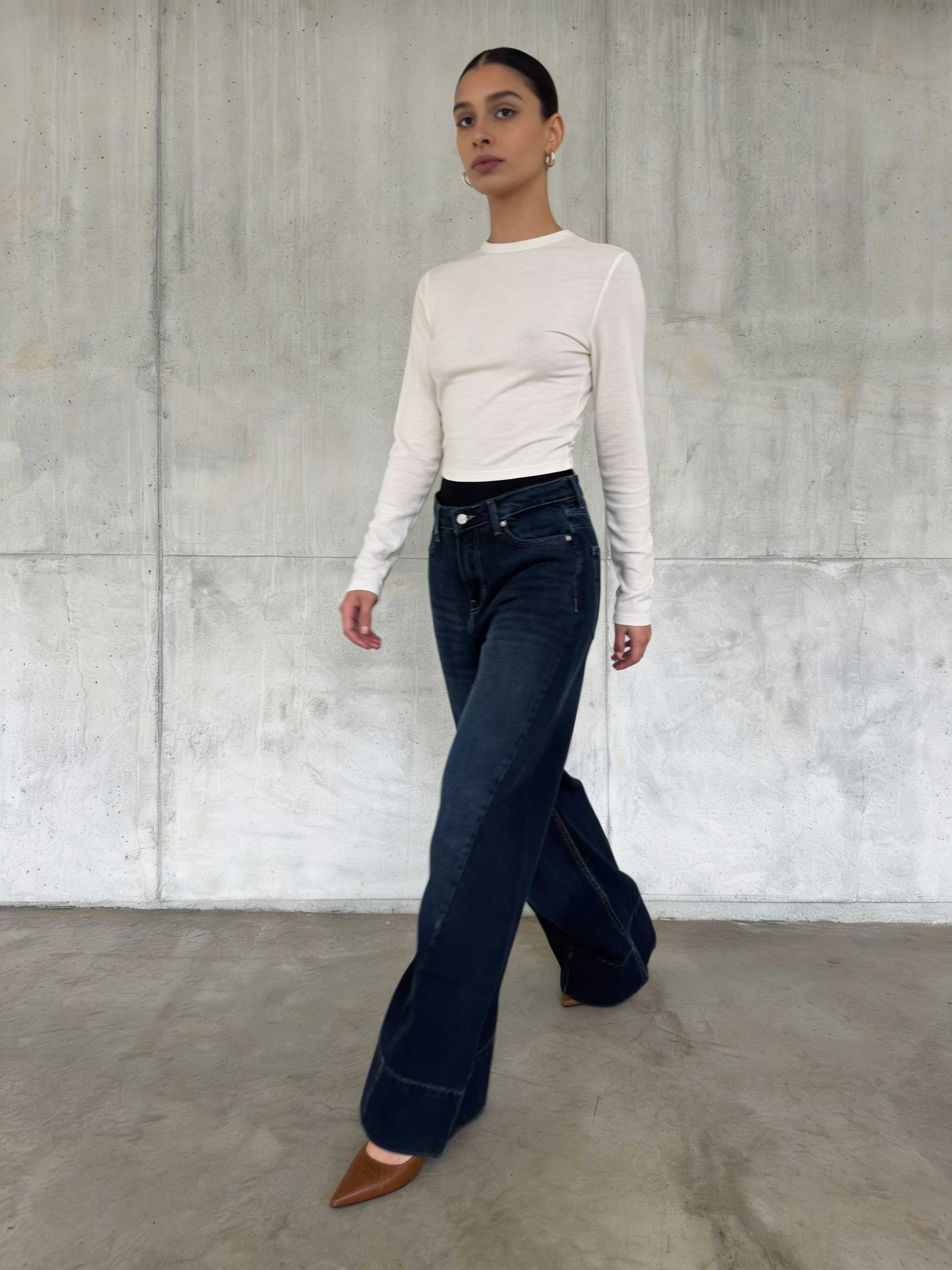 Extreme Wide-Leg – High-Waist Deep Ocean Blue Jeans Wide-Leg CIZARO - Cizaro Jeans