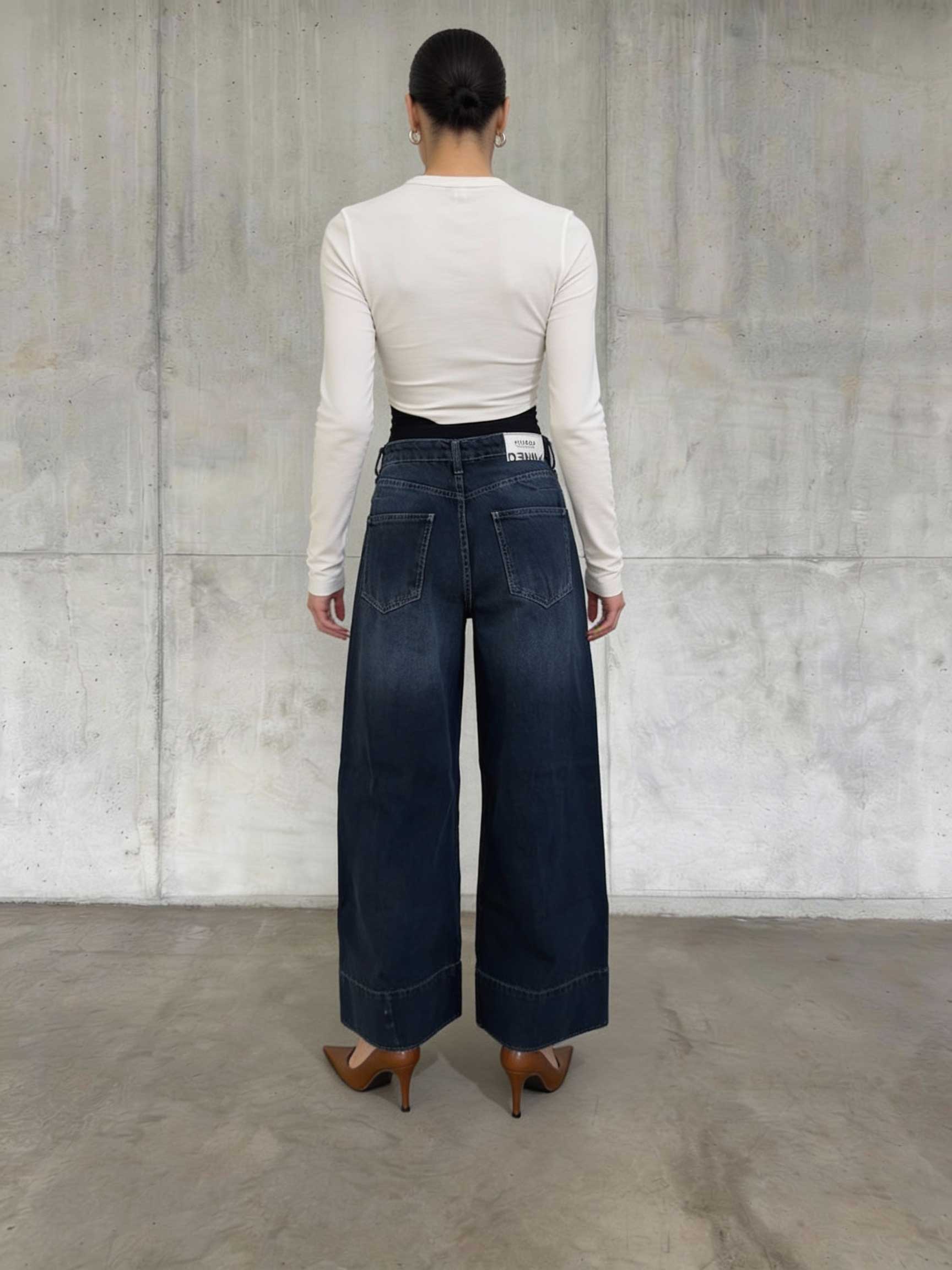 Extreme Wide-Leg – High-Waist Deep Ocean Blue Jeans Wide-Leg CIZARO - Cizaro Jeans
