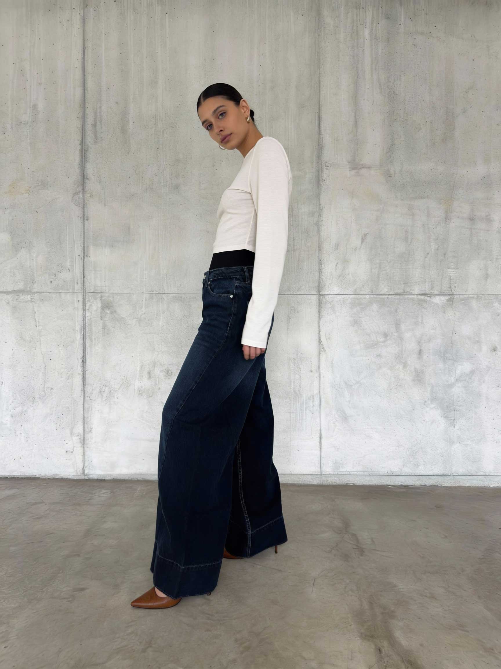 Extreme Wide-Leg – High-Waist Deep Ocean Blue Jeans Wide-Leg CIZARO - Cizaro Jeans