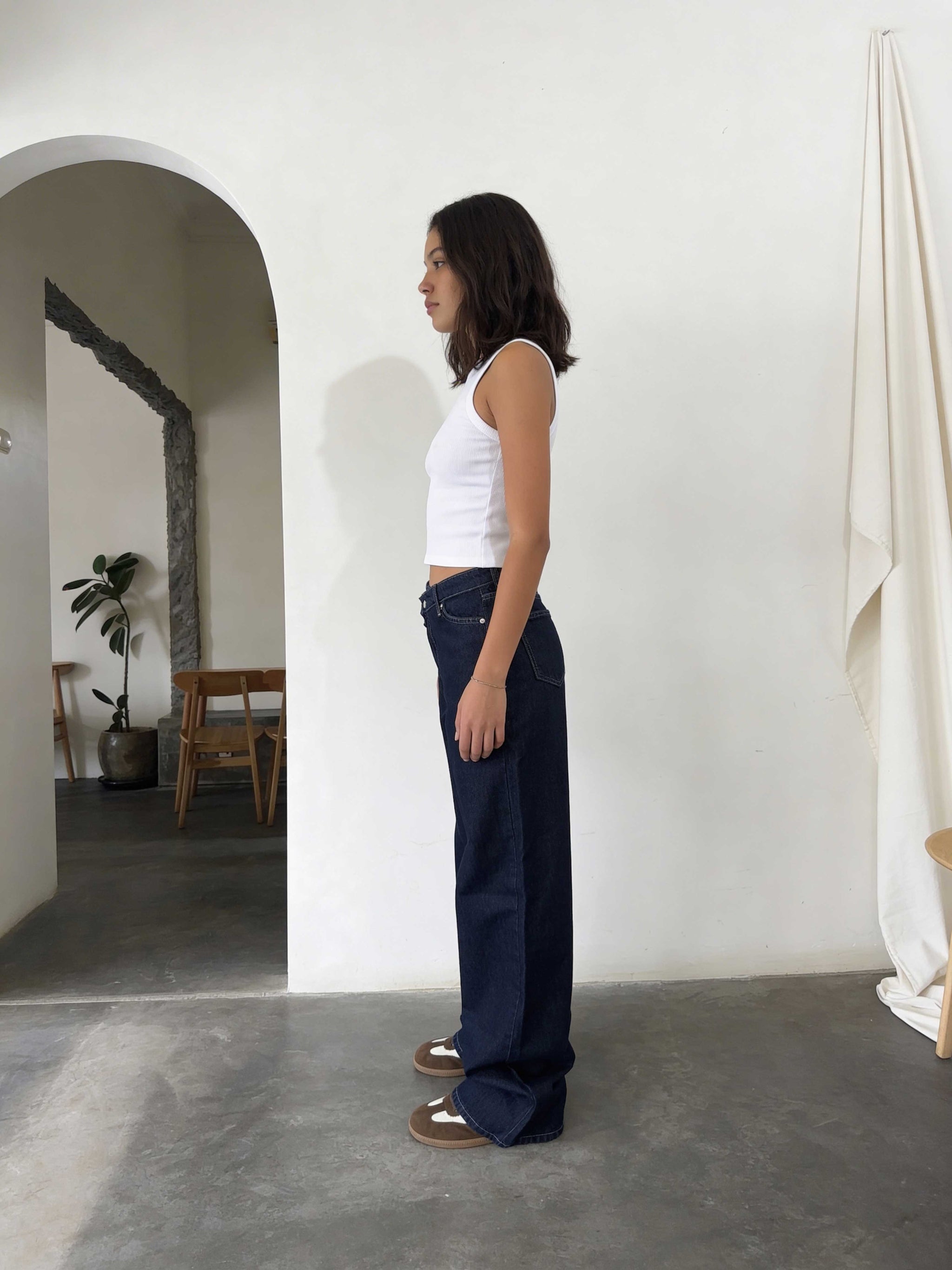 Crossover Wide-Leg – High-Waist Raw Denim Jeans Wide Leg CIZARO - Cizaro Jeans