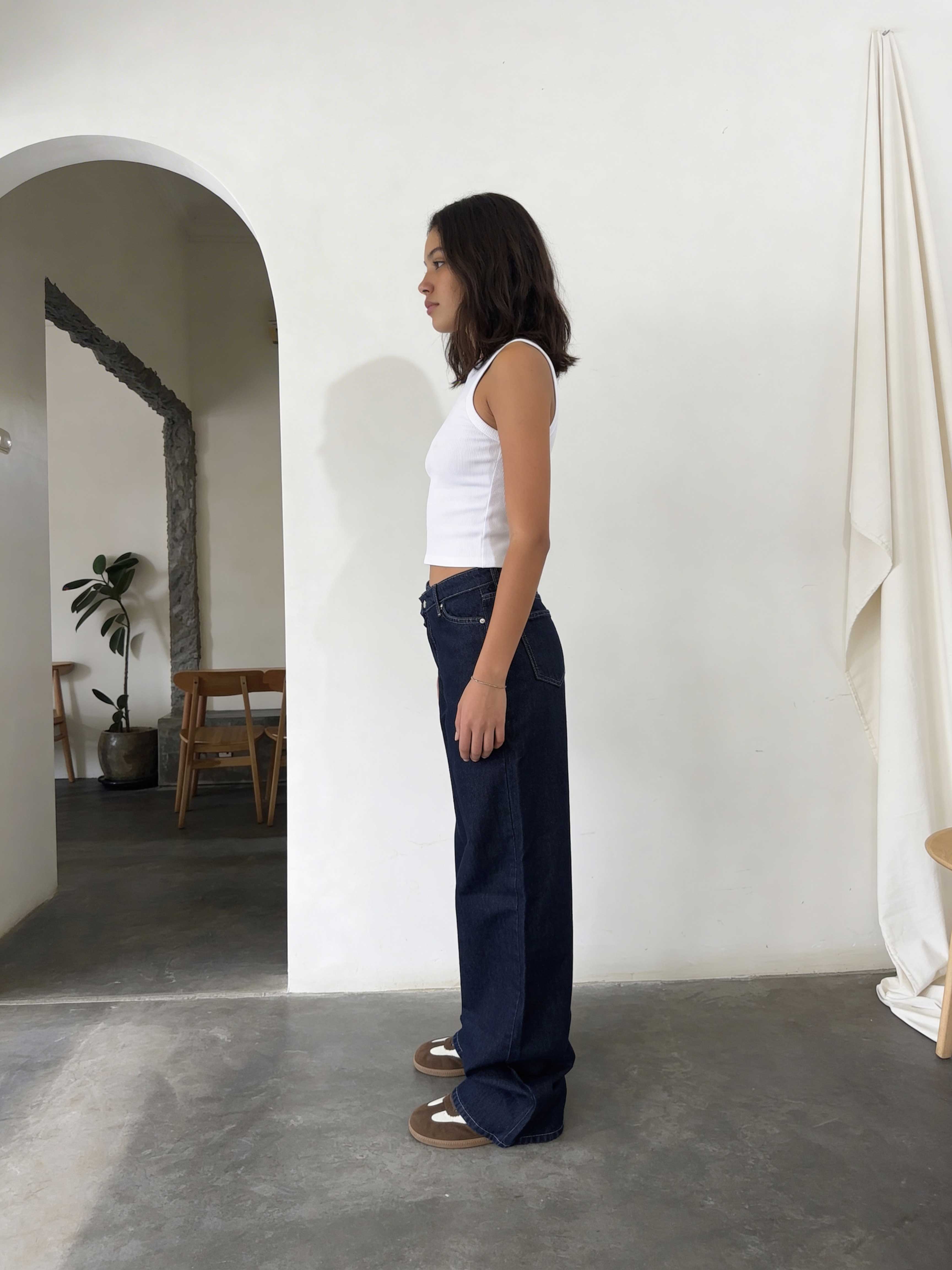 Crossover Wide-Leg – High-Waist Raw Denim Jeans Wide Leg CIZARO - Cizaro Jeans