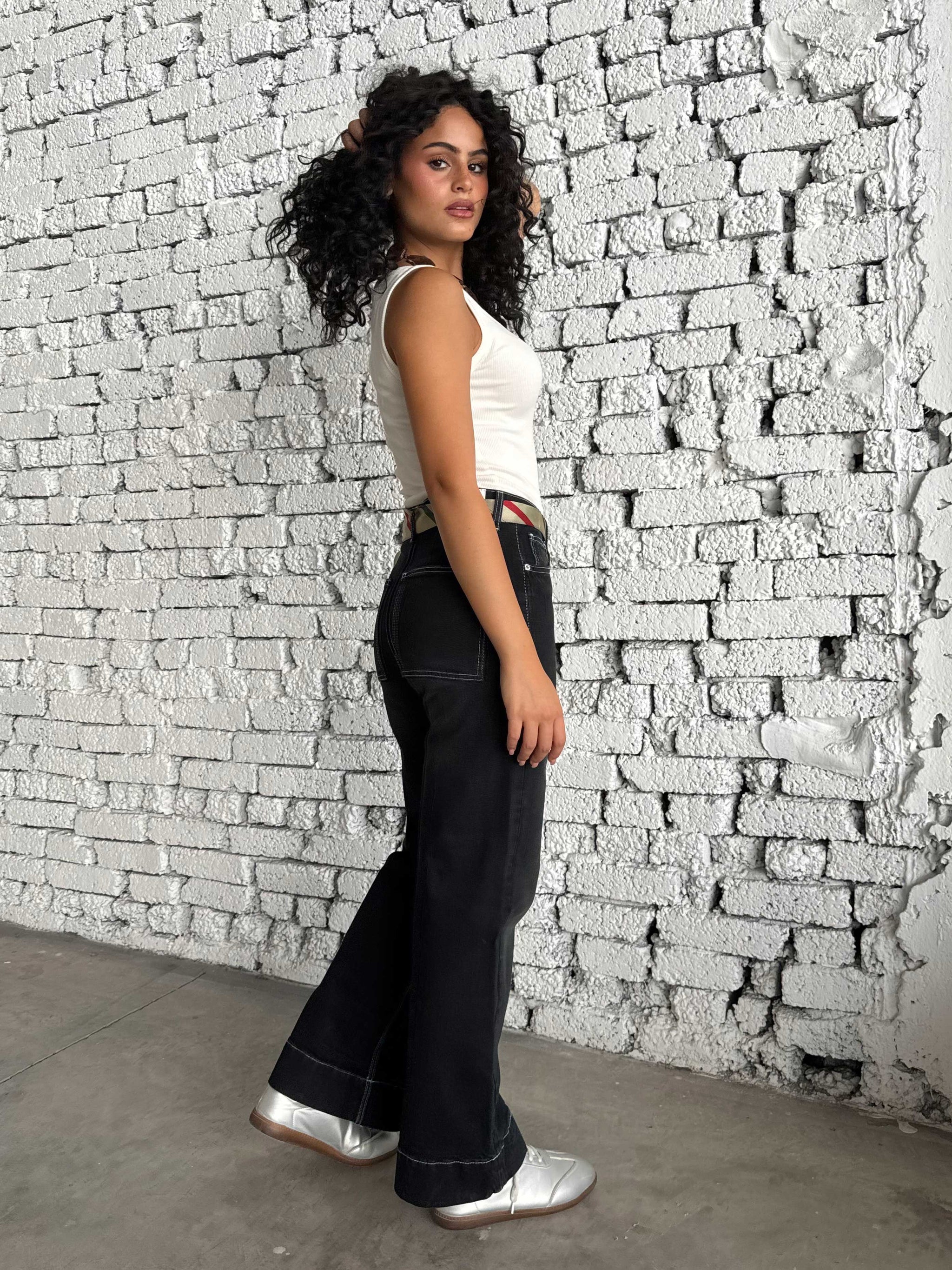 Wide leg High waist washed Black jeans Wide- leg CIZARO - Cizaro Jeans