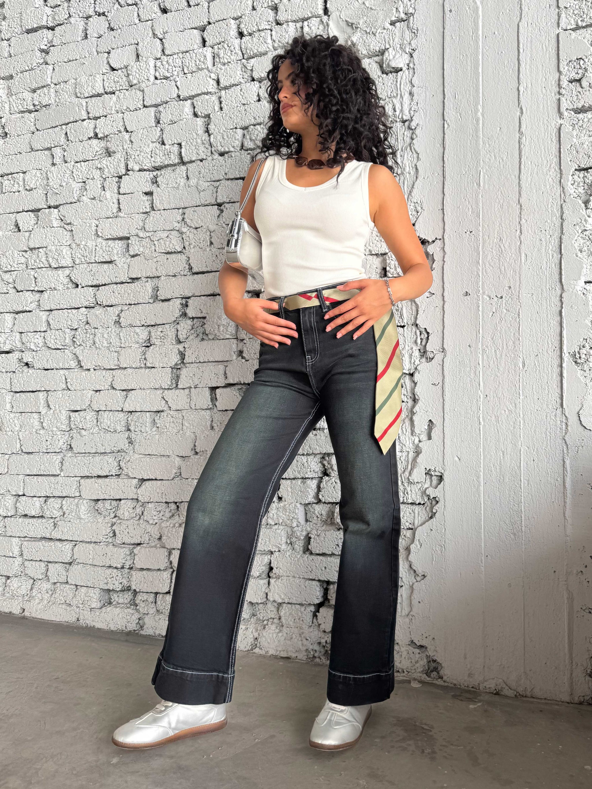 Wide leg High waist washed Black jeans Wide- leg CIZARO - Cizaro Jeans