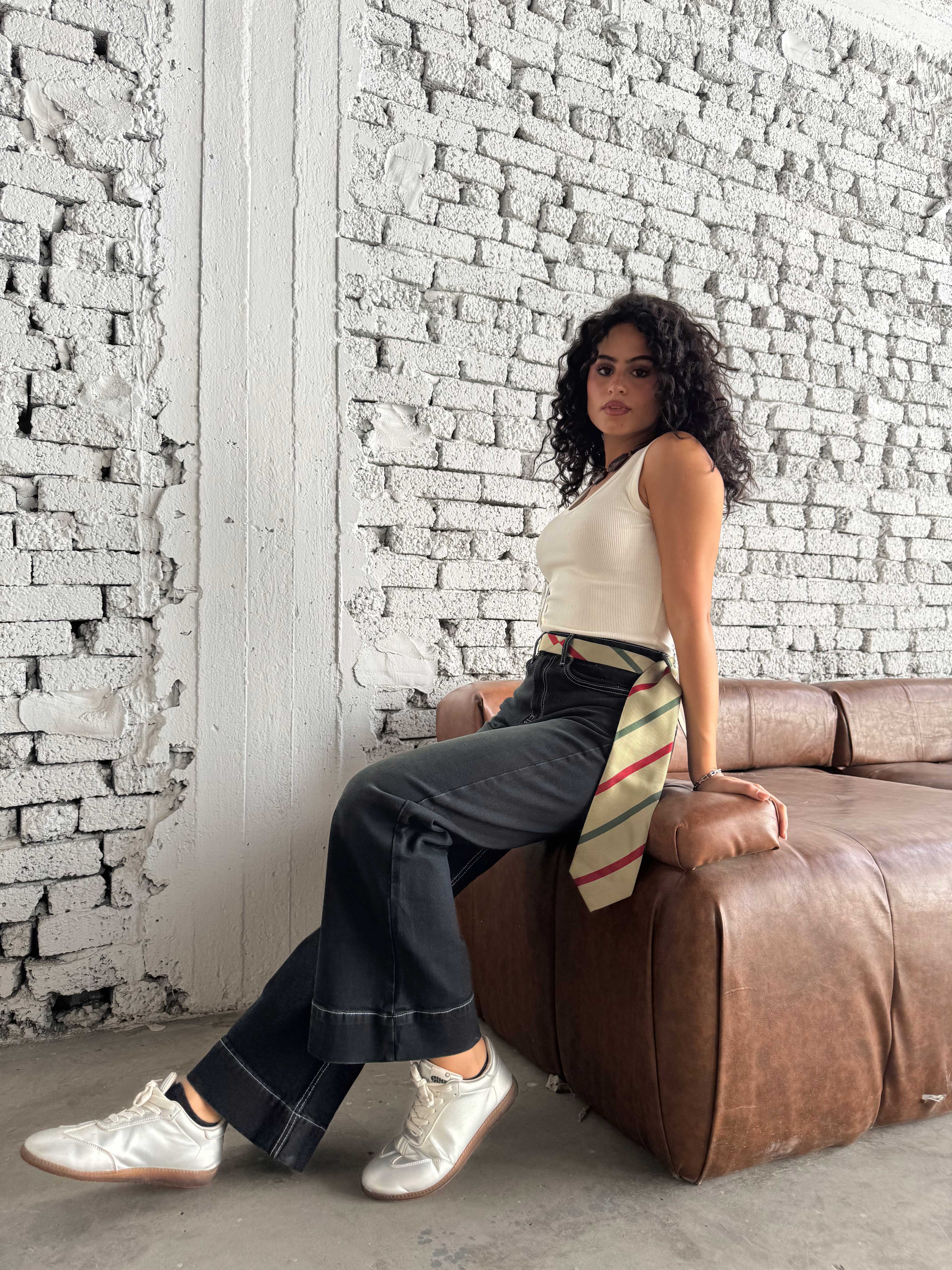 Wide leg High waist washed Black jeans