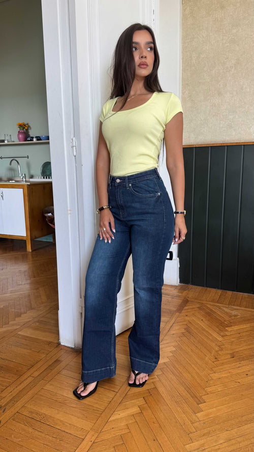 Wide leg - high waisted - Dark vintage denim jeans Wide-Leg CIZARO - Cizaro Jeans