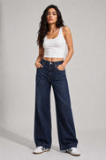 Wide Leg High Waist – Deep Ocean Blue Jeans