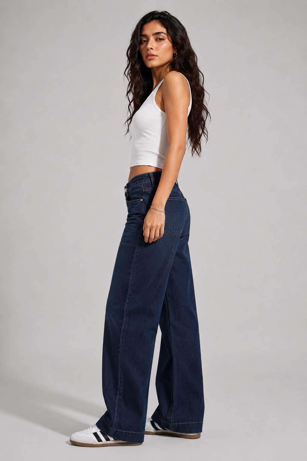 Wide Leg High Waist – Deep Ocean Blue Jeans Wide-leg CIZARO - Cizaro Jeans