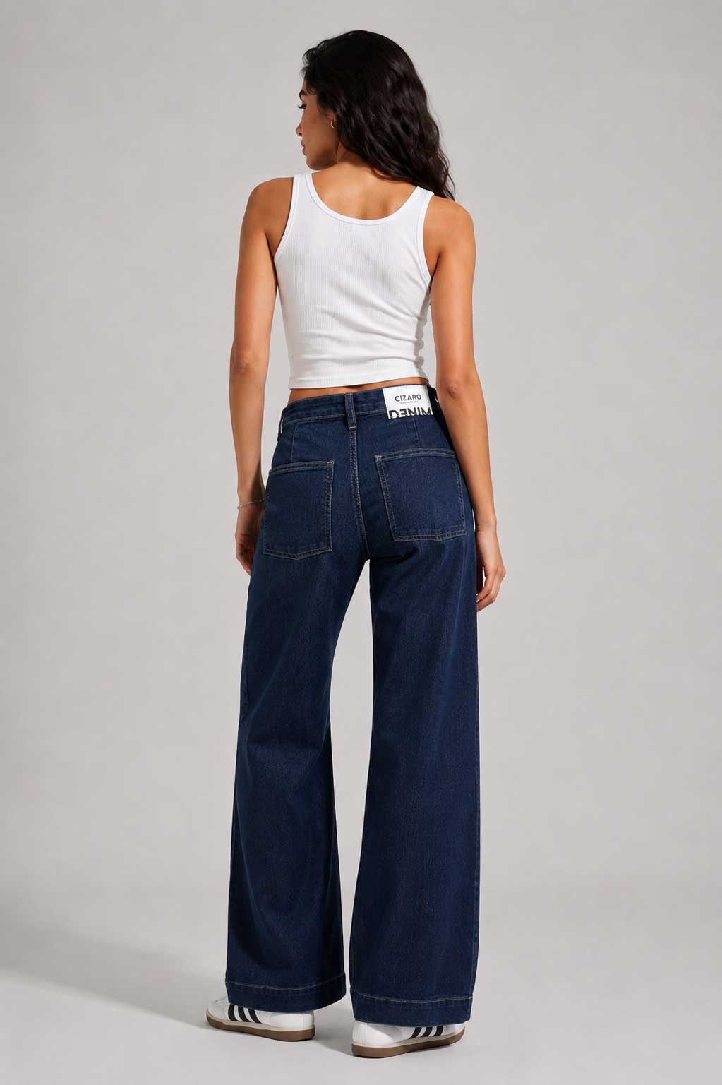 Wide Leg High Waist – Deep Ocean Blue Jeans