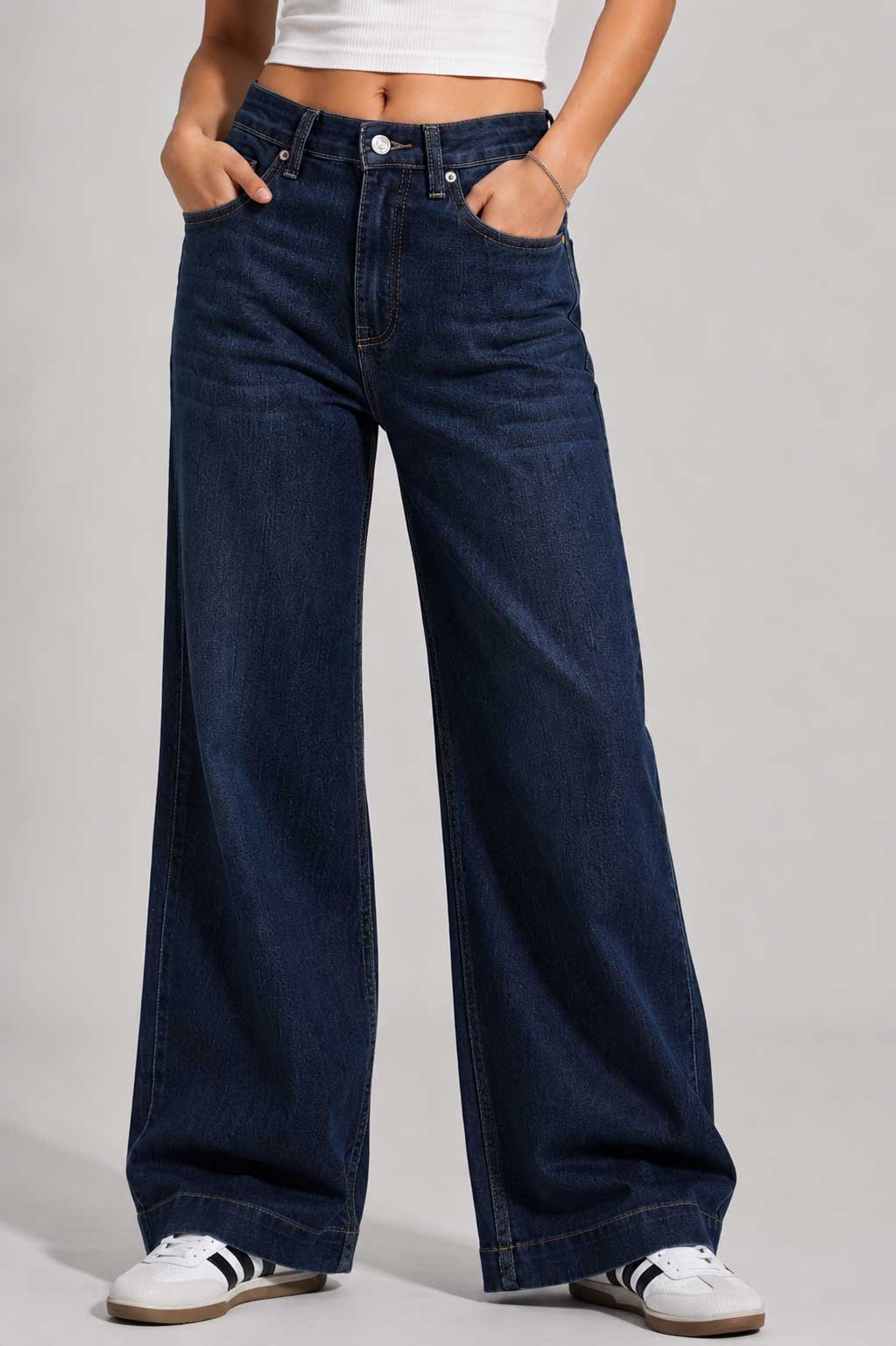 Wide Leg High Waist – Deep Ocean Blue Jeans